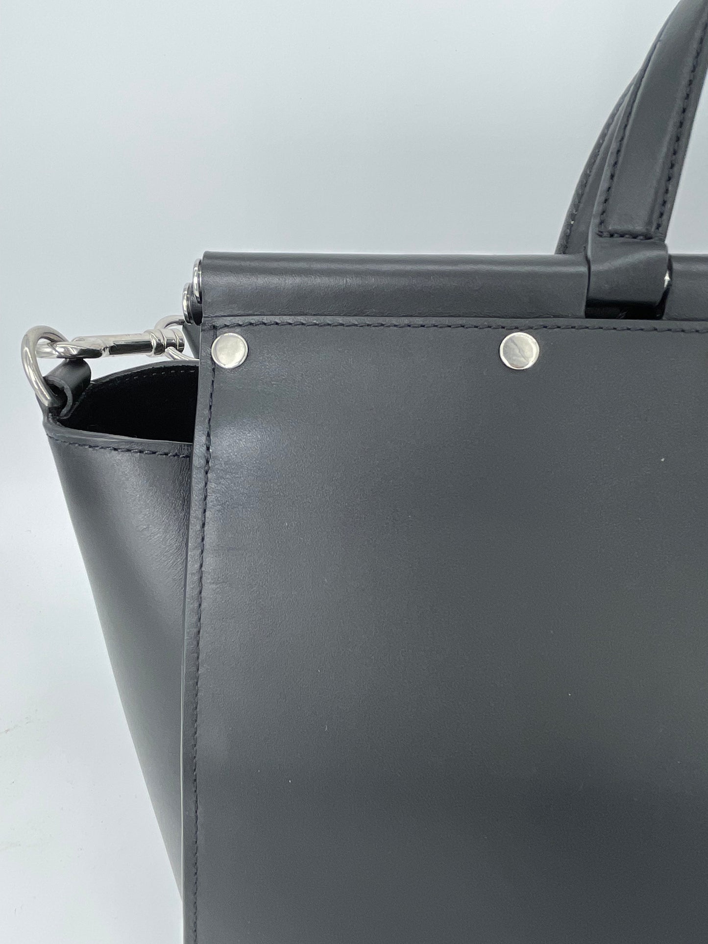 Preloved Mulberry Iris Top Handle Flat Stud Tote Bag with Long Strap