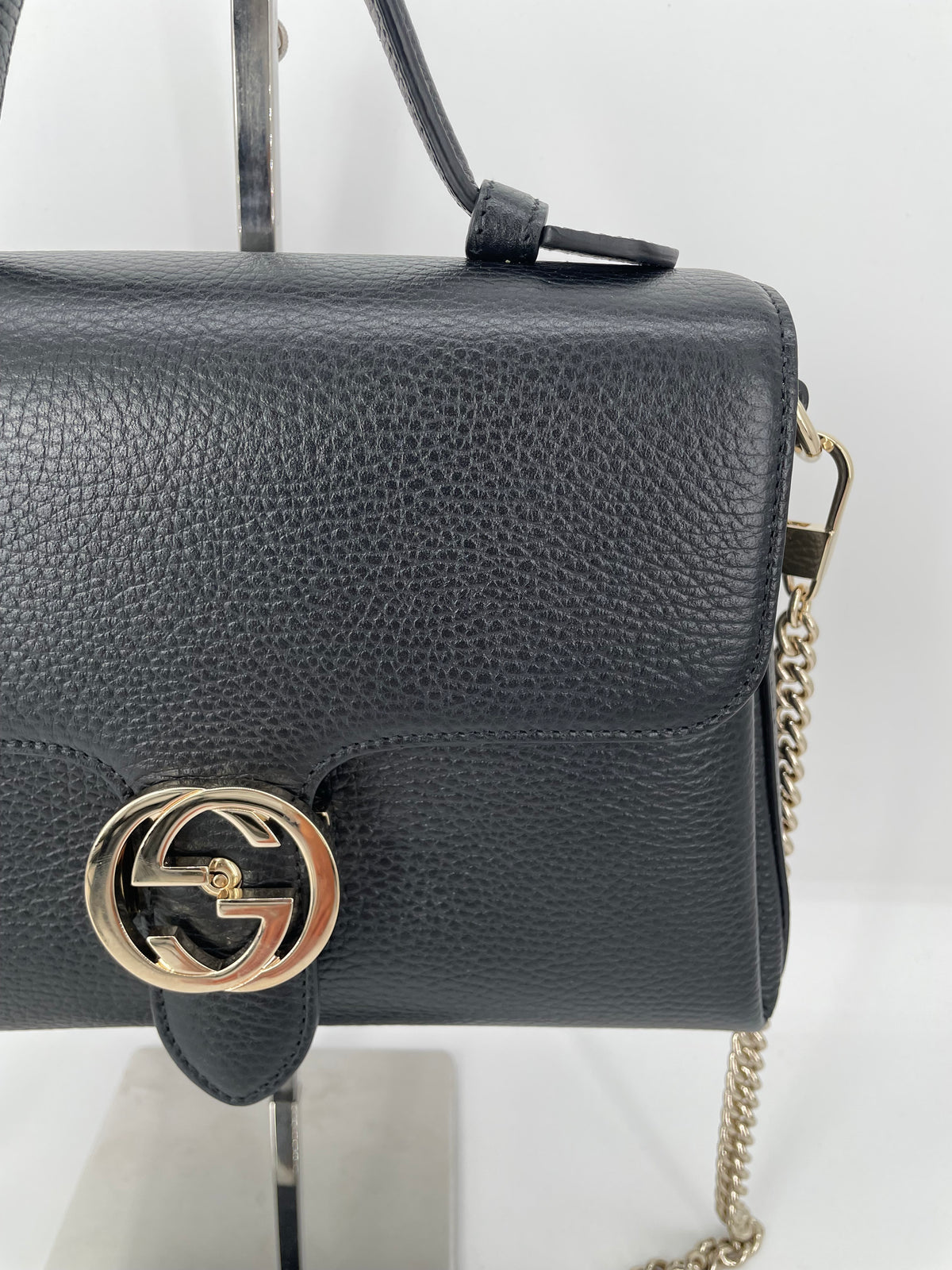 Preloved Gucci Dollar Interlocking Top Handled Shoulder Bag, Medium