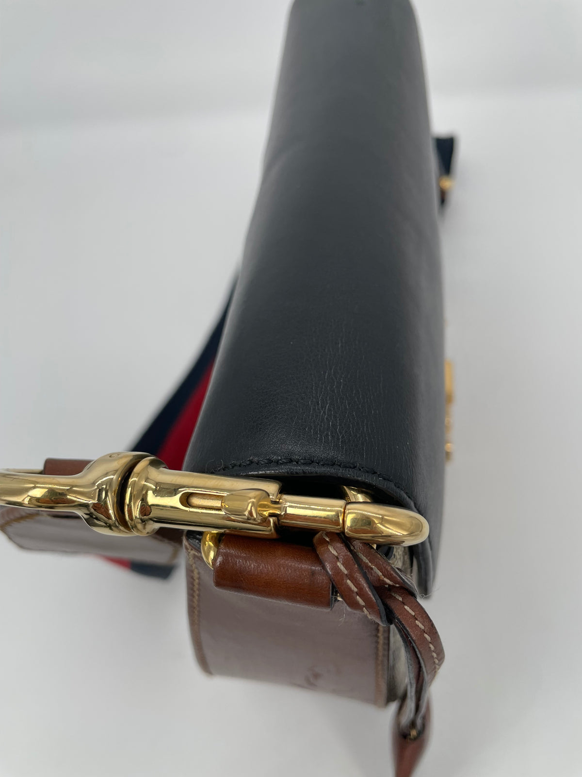 Preloved Gucci GG Supreme Monogram Saddle Lock Messenger Shoulder Bag, Small