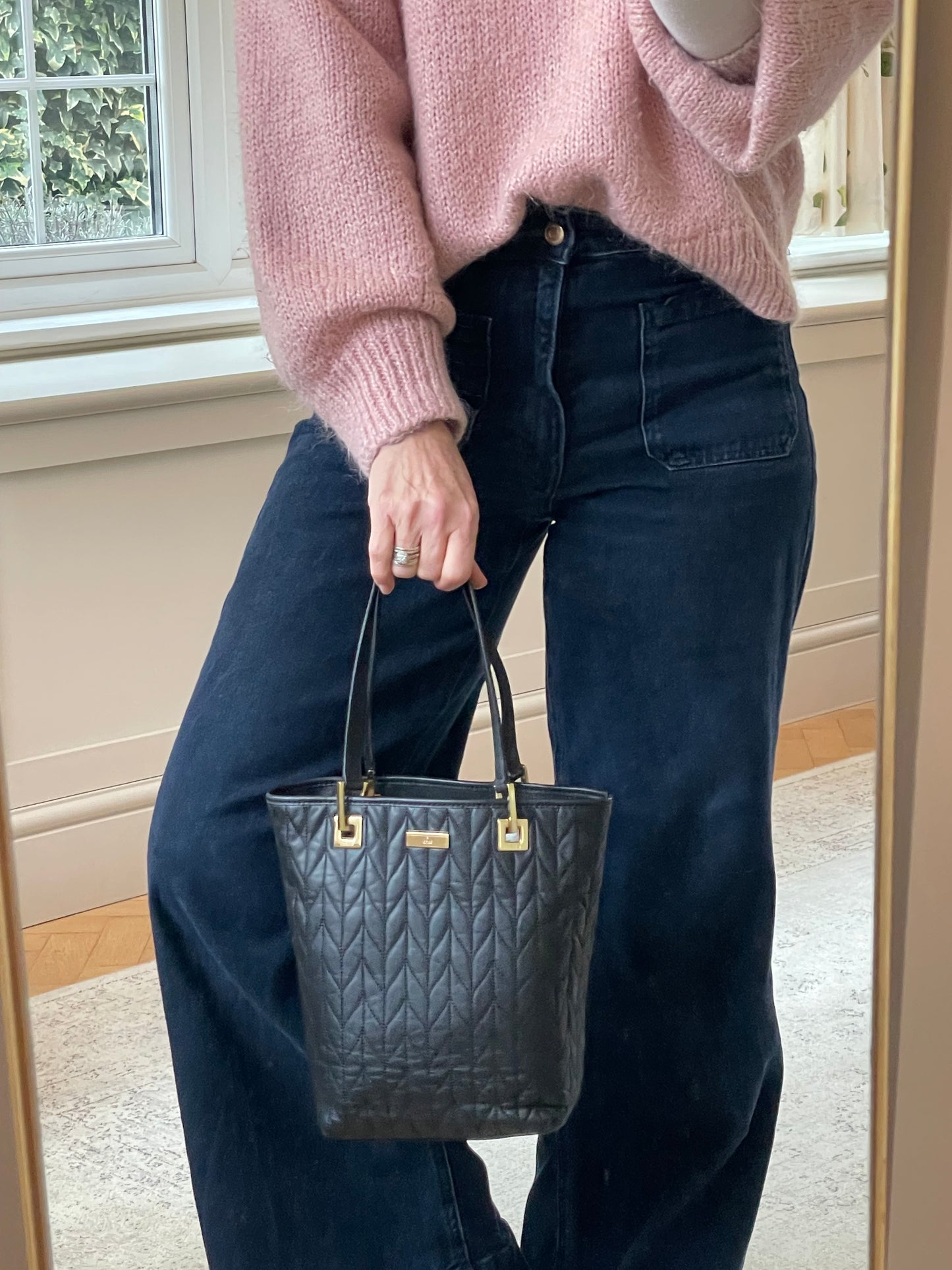 Preloved Gucci Quilted Bucket Top Handle Tote Bag, Small