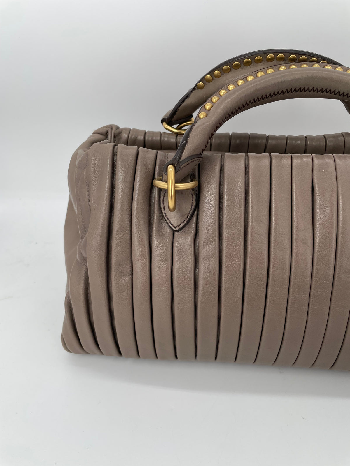 Preloved Miu Miu Plisse Pleated Leather Top handle bag