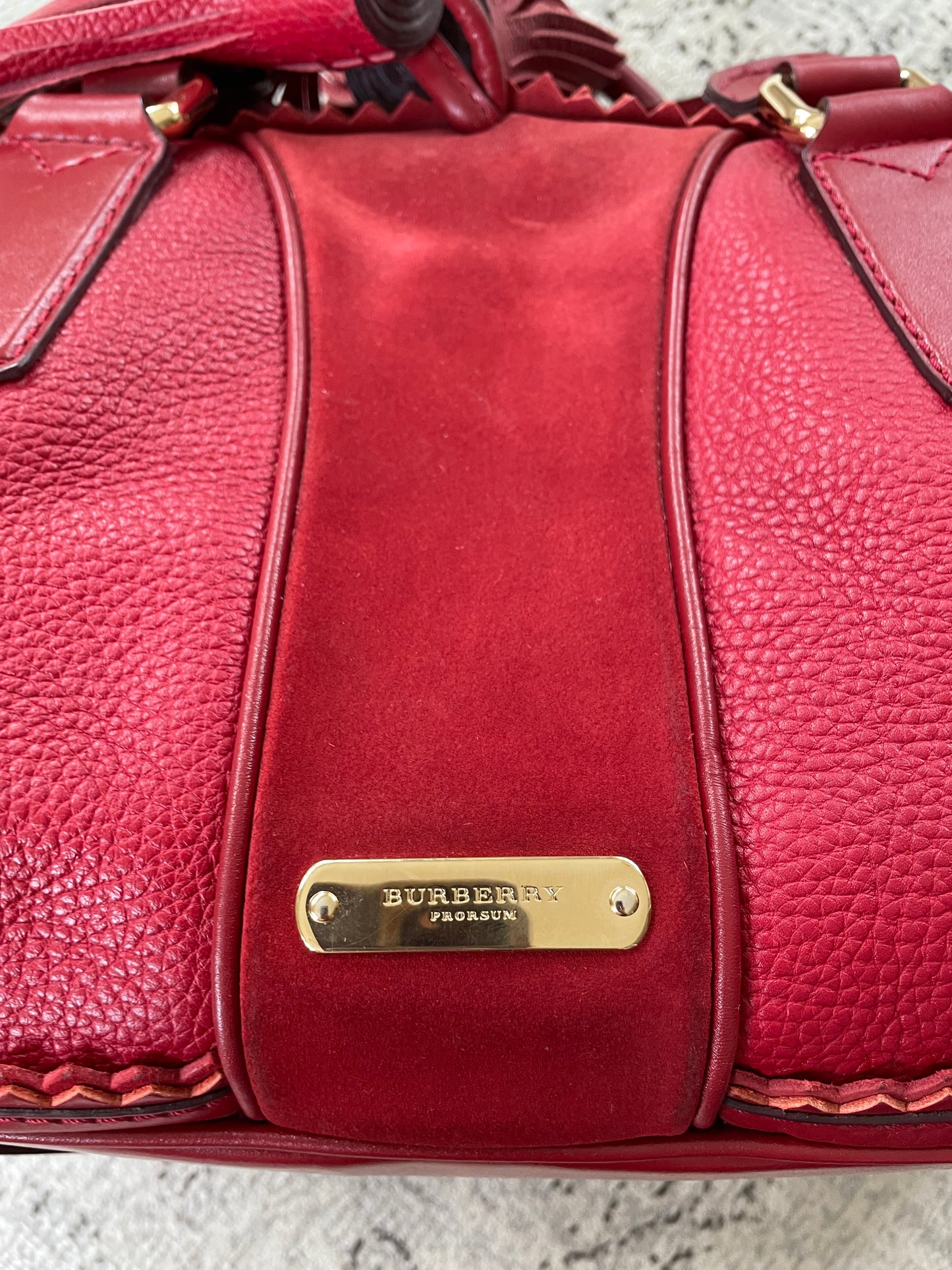 Preloved Burberry Prorsum Oversized Tassel Bag with long strap