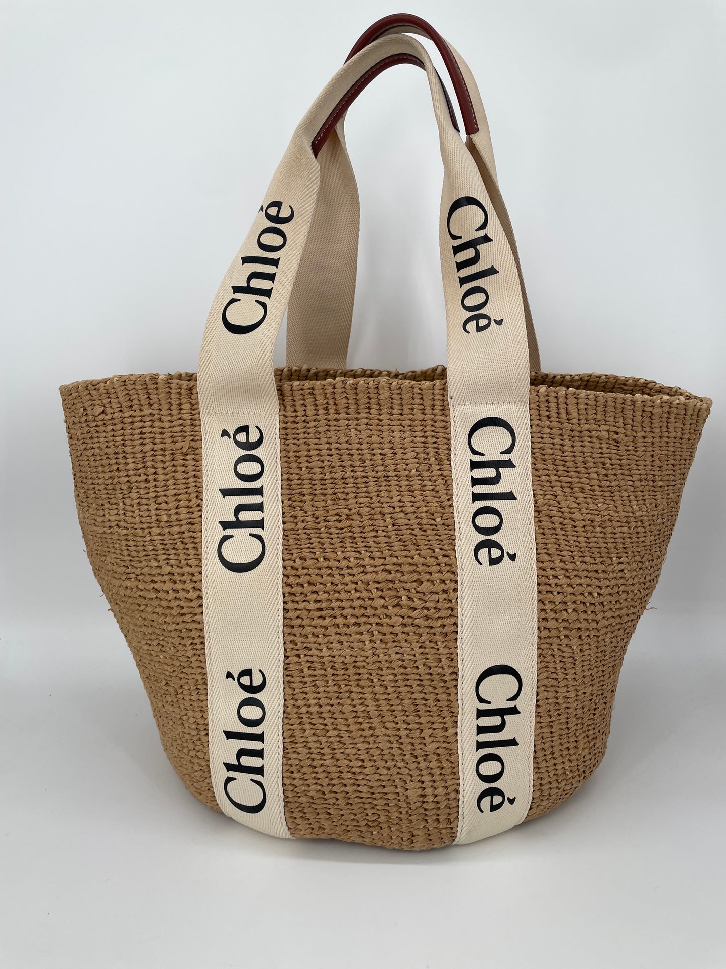 Preloved Chloe Raffia Woody Basket Bag,