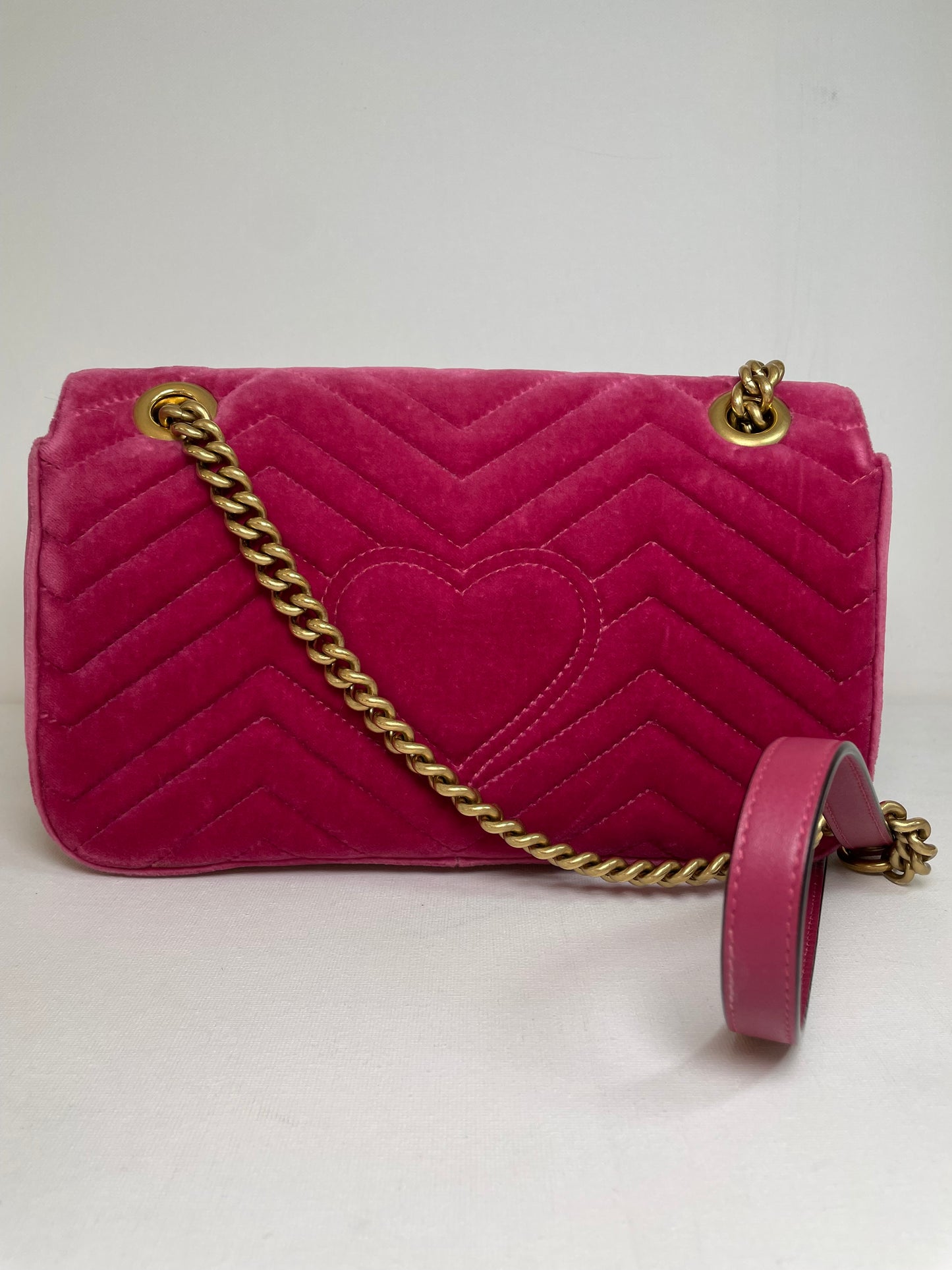 Preloved Gucci Velvet Matelasse GG Marmont Shoulder Bag, Small
