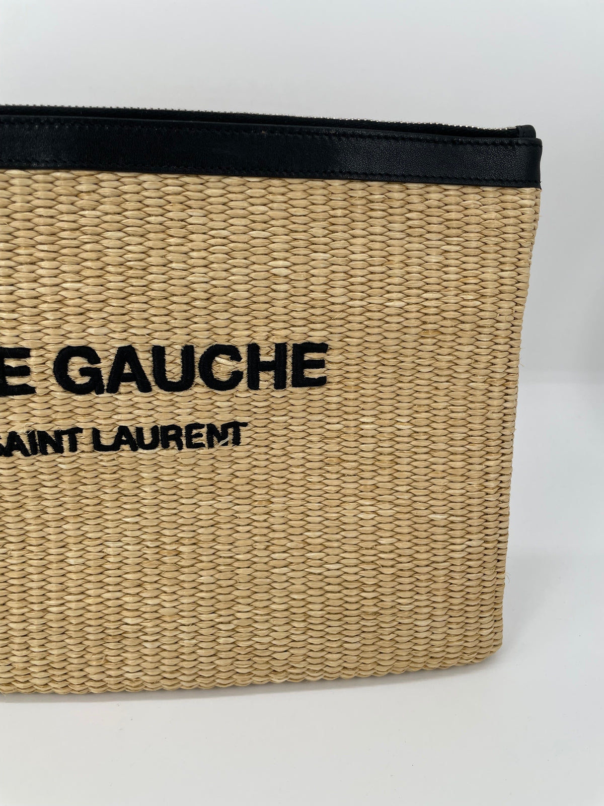 Preloved Saint Laurent Rive Gauche Raffia Clutch Bag