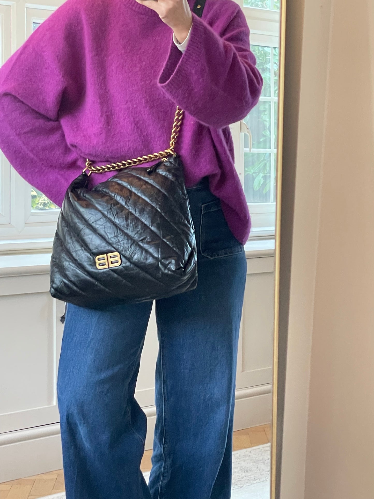 Preloved Balenciaga Quilted Crush Shoulder Bag, Medium