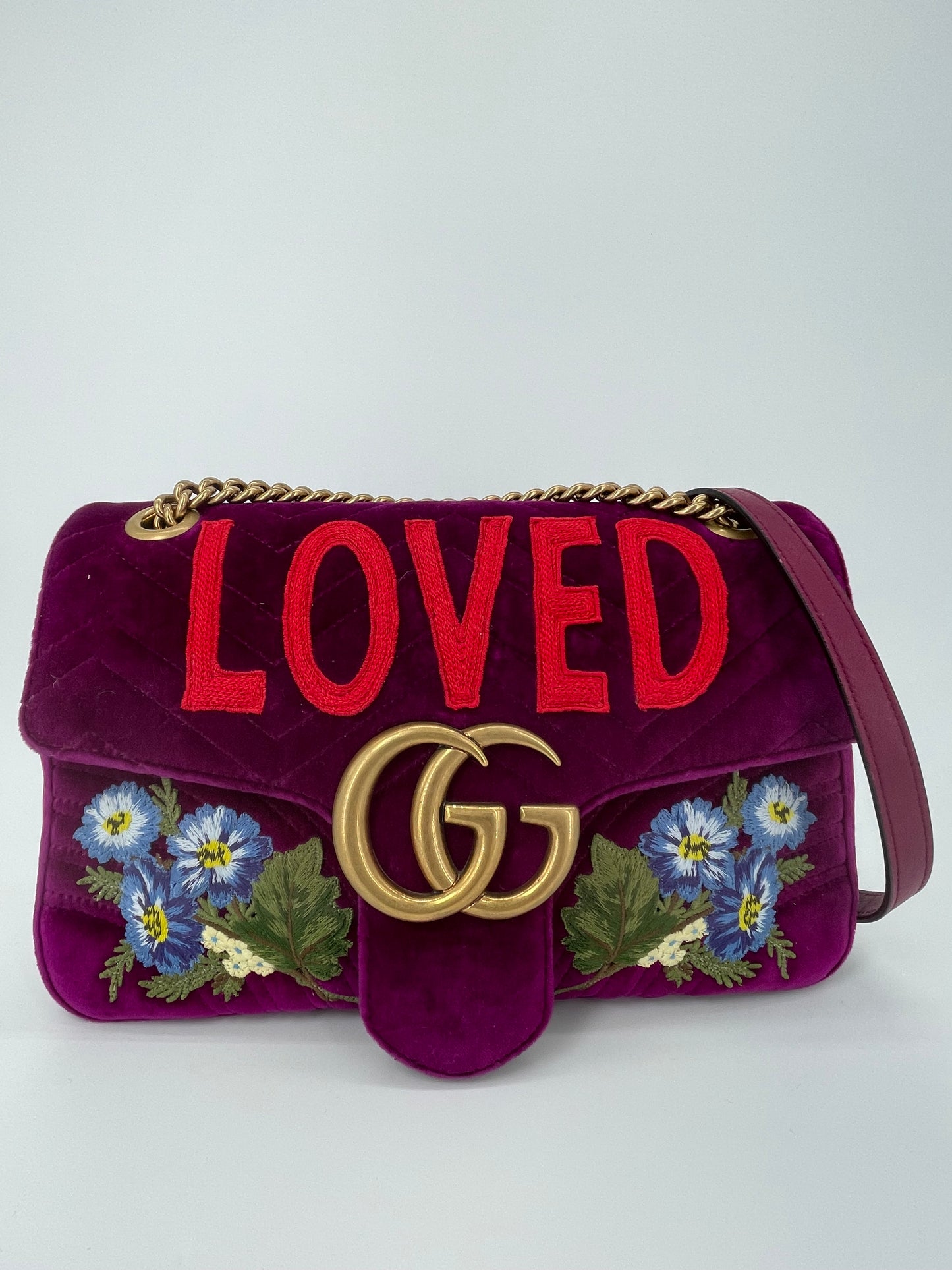 Preloved Gucci  Embroidered ‘LOVED’ Marmont shoulder Bag, Medium