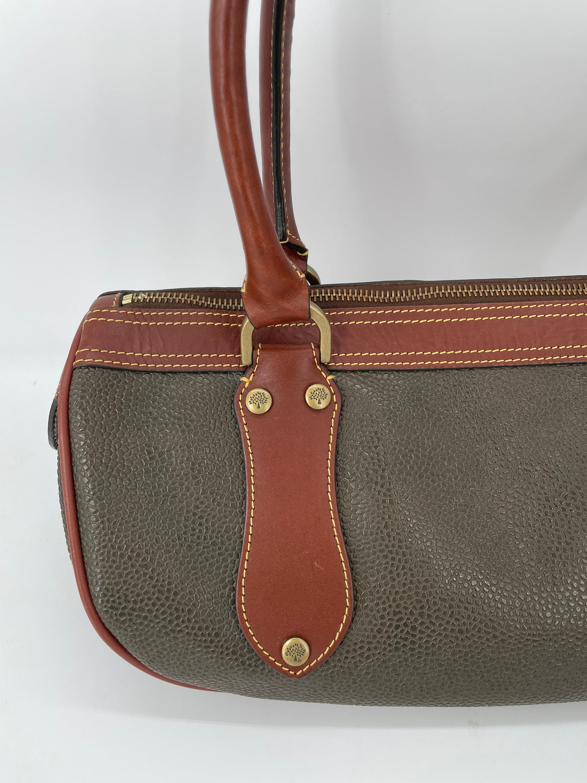 Preloved Mulberry Vintage Scotchgrain Bowling Bag