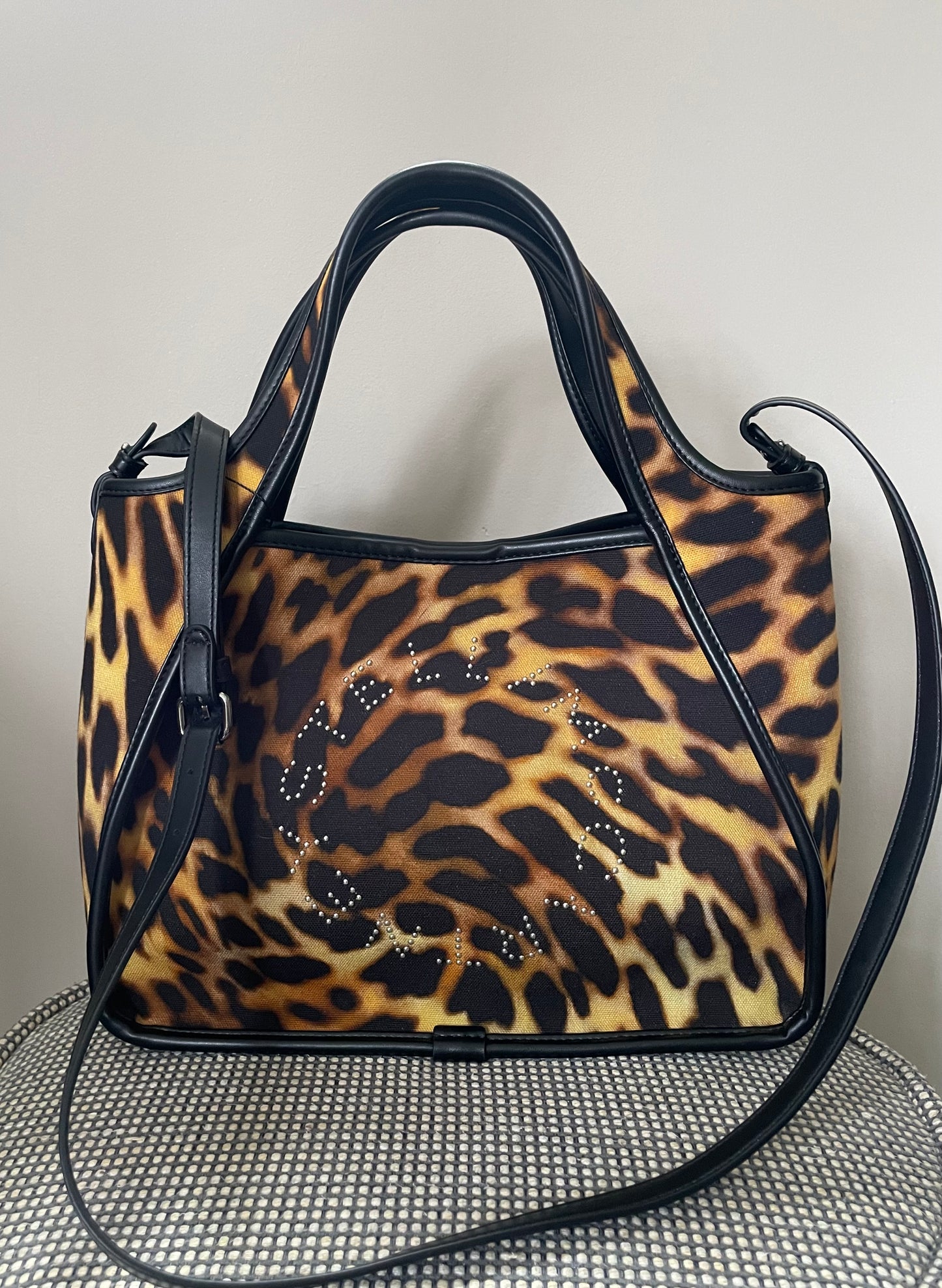 Preloved Stella McCartney Leopard Print Studded Tote Bag