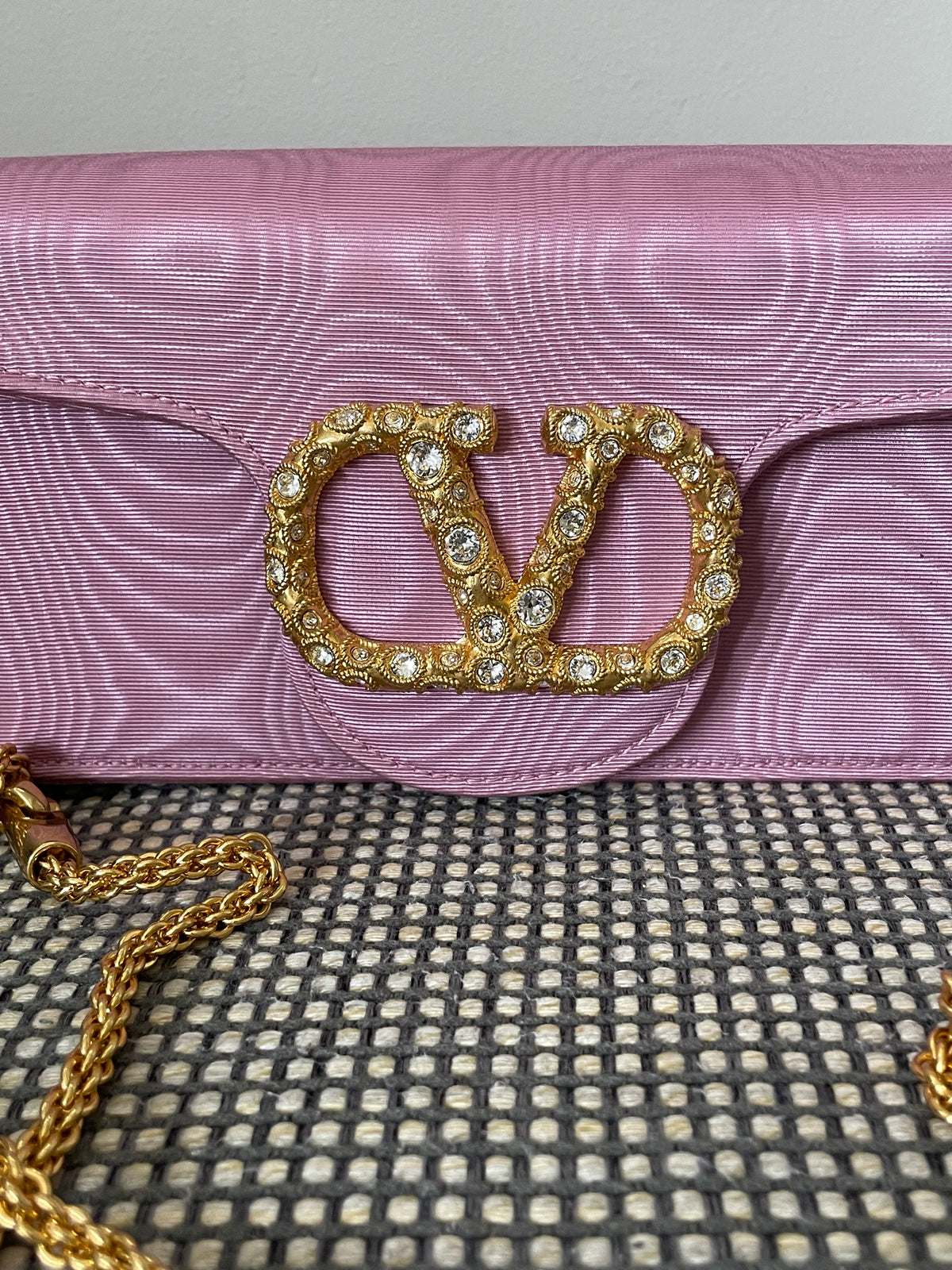 Preloved Valentino Garavani Loco Jewel Logo Moiré Clutch/Shoulder Bag