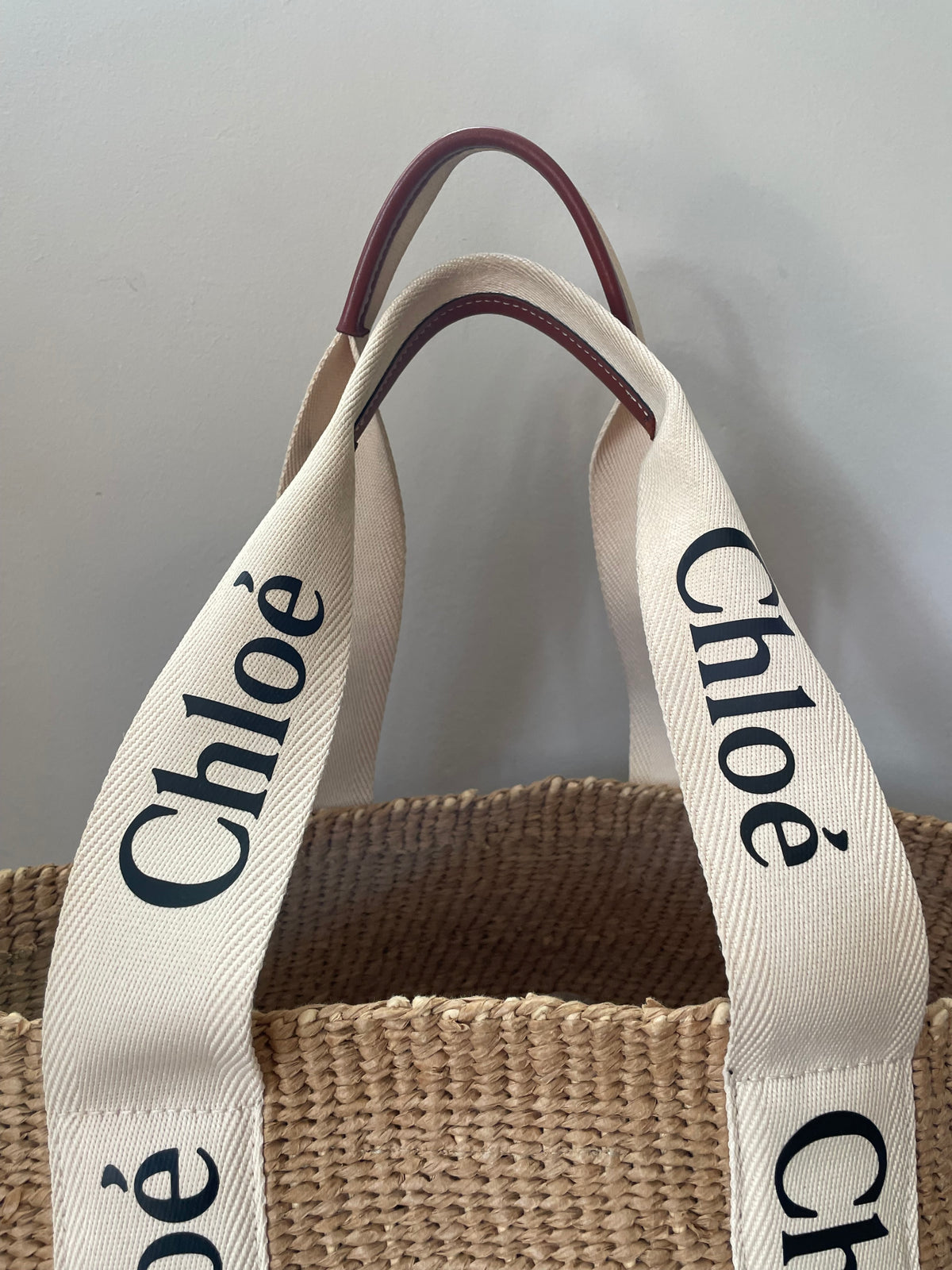 Preloved Chloe Raffia Woody Basket Bag,
