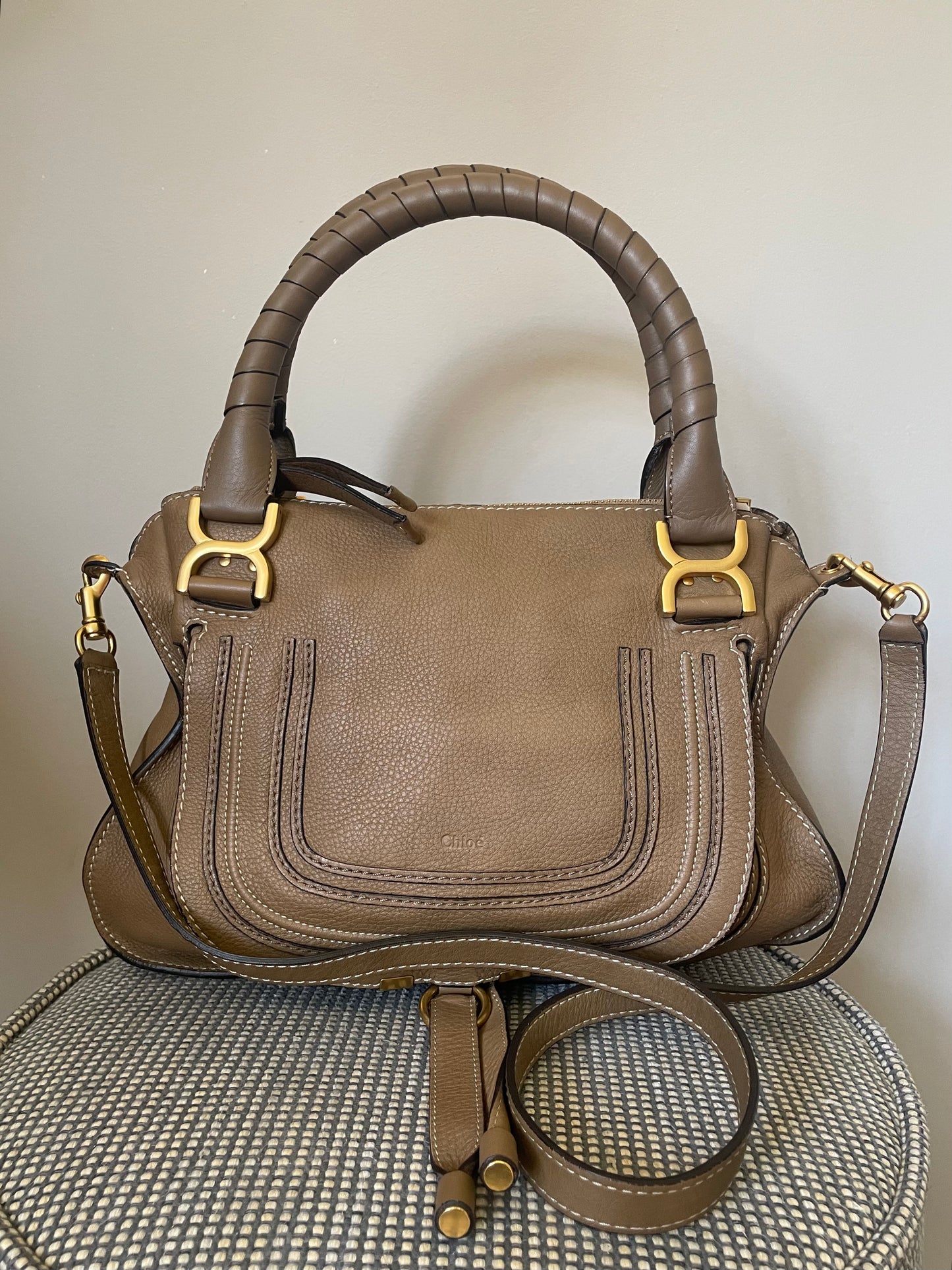 Preloved Chloe Marcie Satchel Bag with long strap, Medium