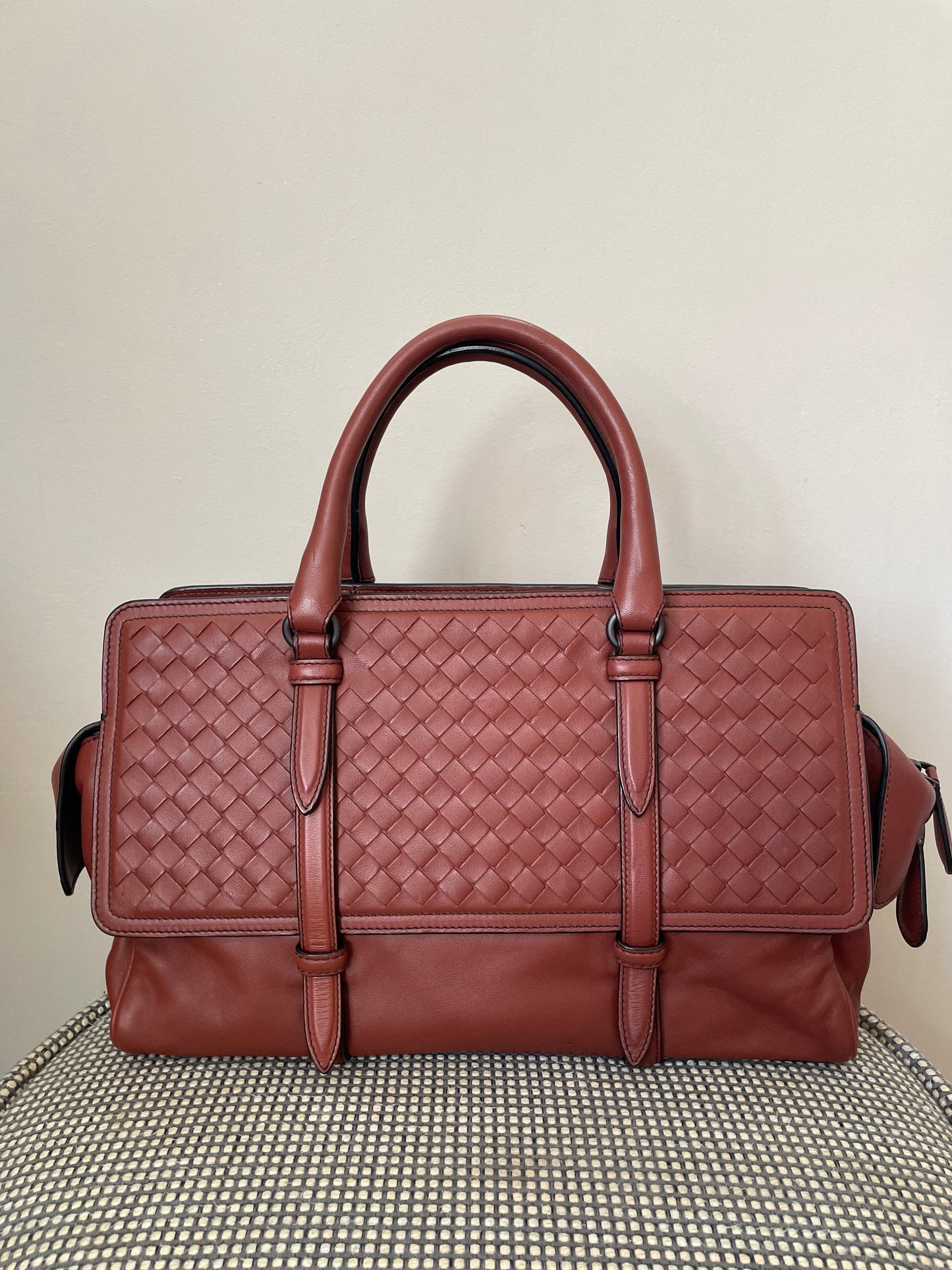 Preloved Bottega Veneta Nappa Intrecciato Monaco Satchel, Medium