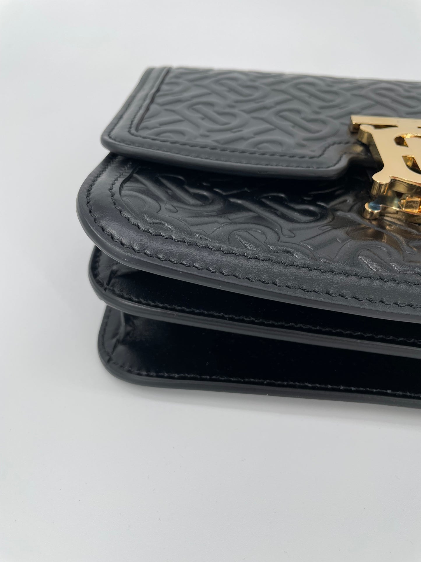 Preloved Burberry Monogram TB Shoulder Bag, Small