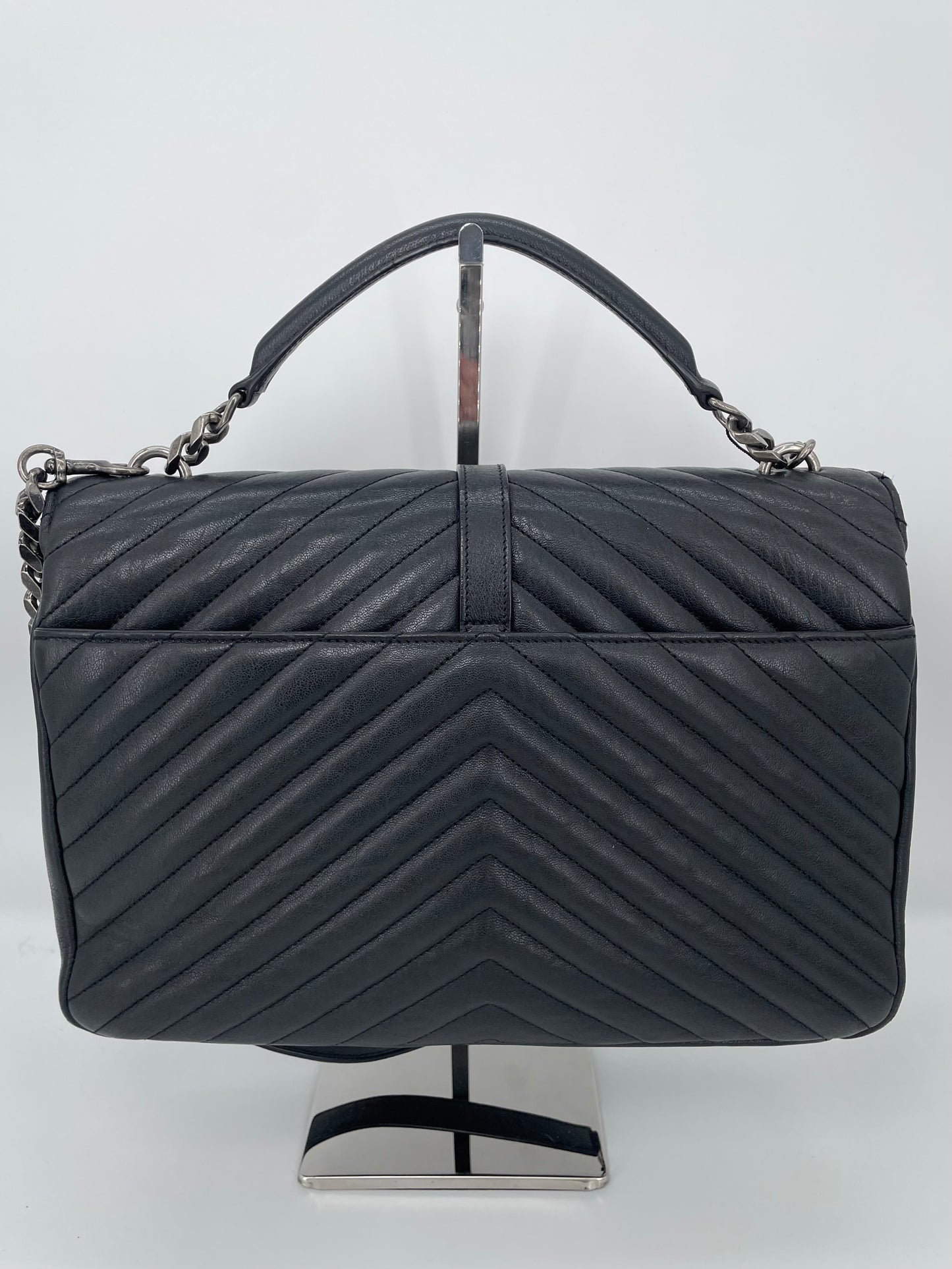 Preloved Saint Laurent Matelasse Chevron Monogram College Bag, Large