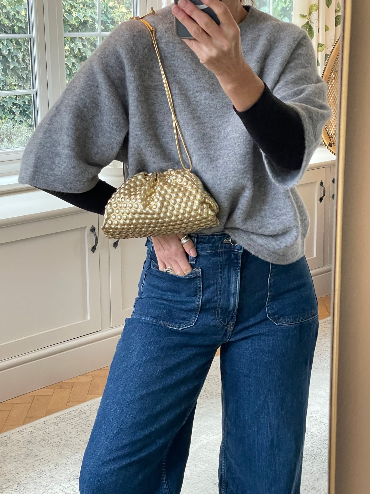 Preloved Bottega Veneta Metallic Bubble Pouch, Mini