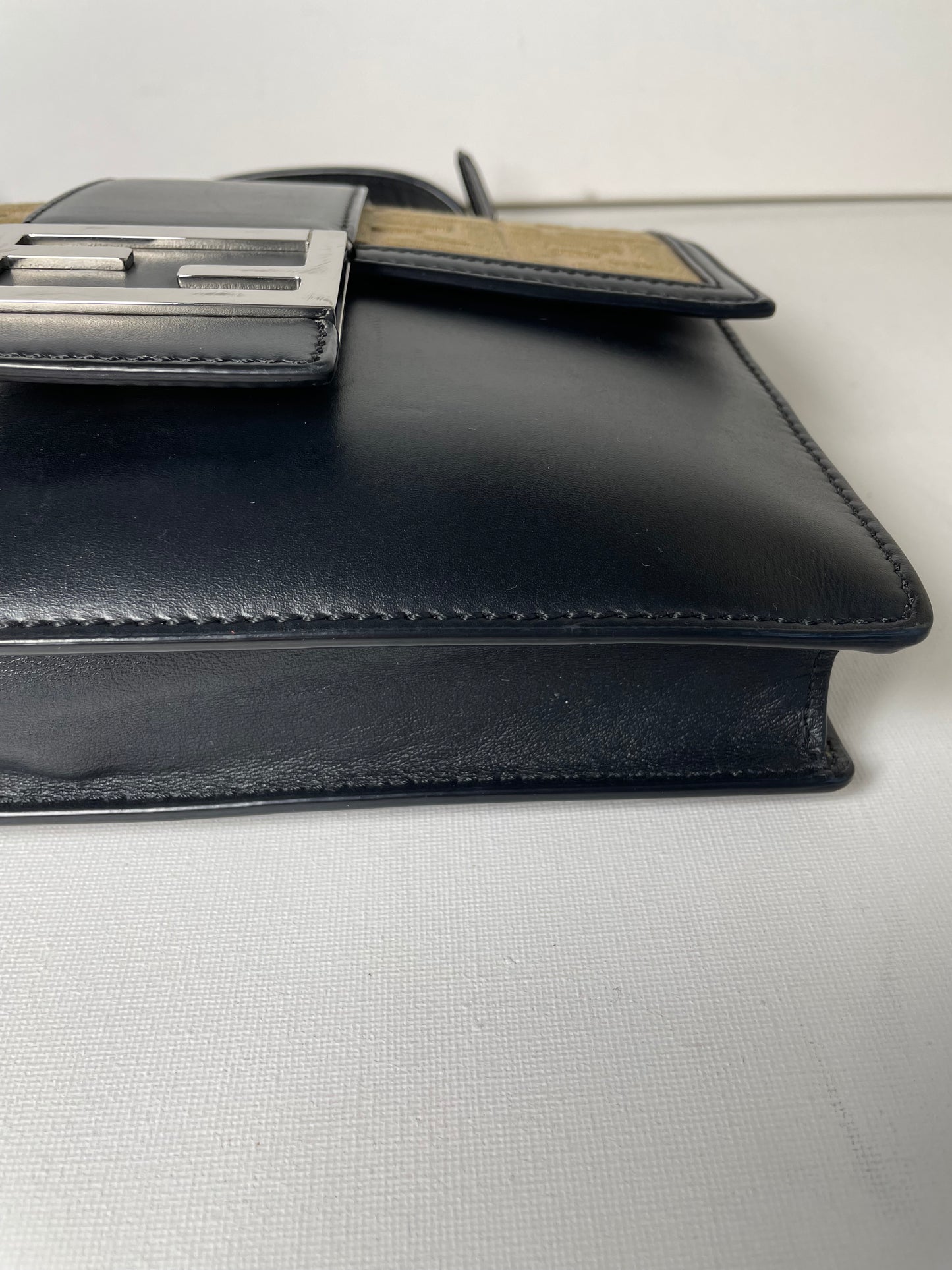 Preloved Fendi Zucca Flat Baguette Crossbody Bag