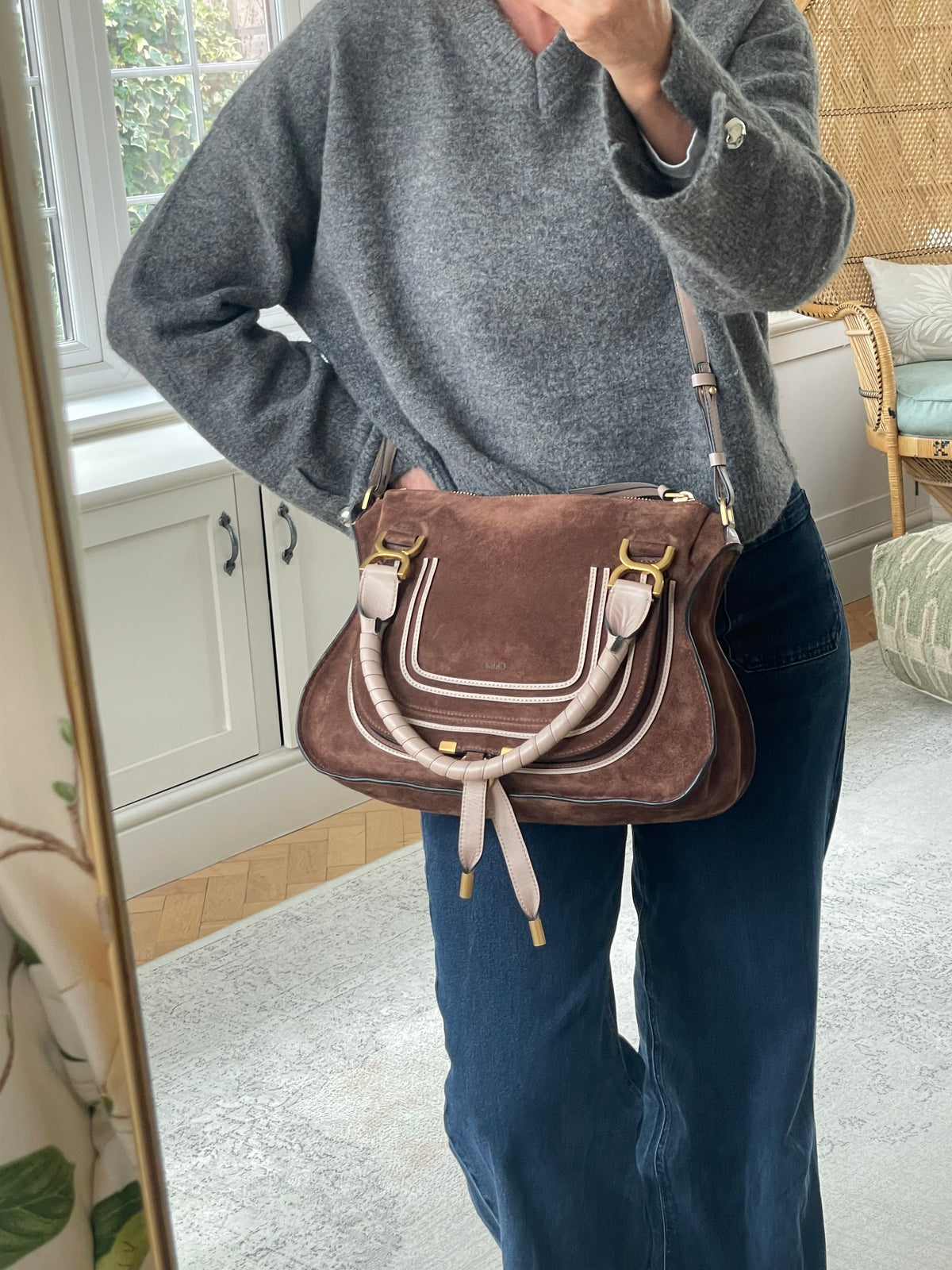 Preloved Chloe Marcie Two Handle Satchel Bag with Long Strap