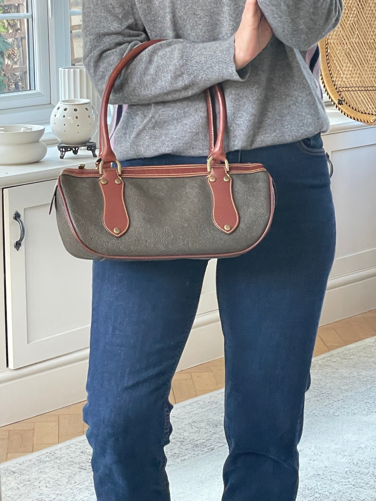 Preloved Mulberry Vintage Scotchgrain Bowling Bag