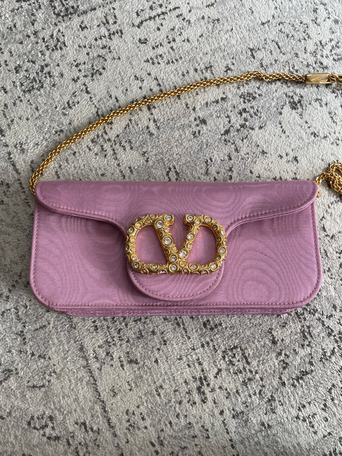 Preloved Valentino Garavani Loco Jewel Logo Moiré Clutch/Shoulder Bag