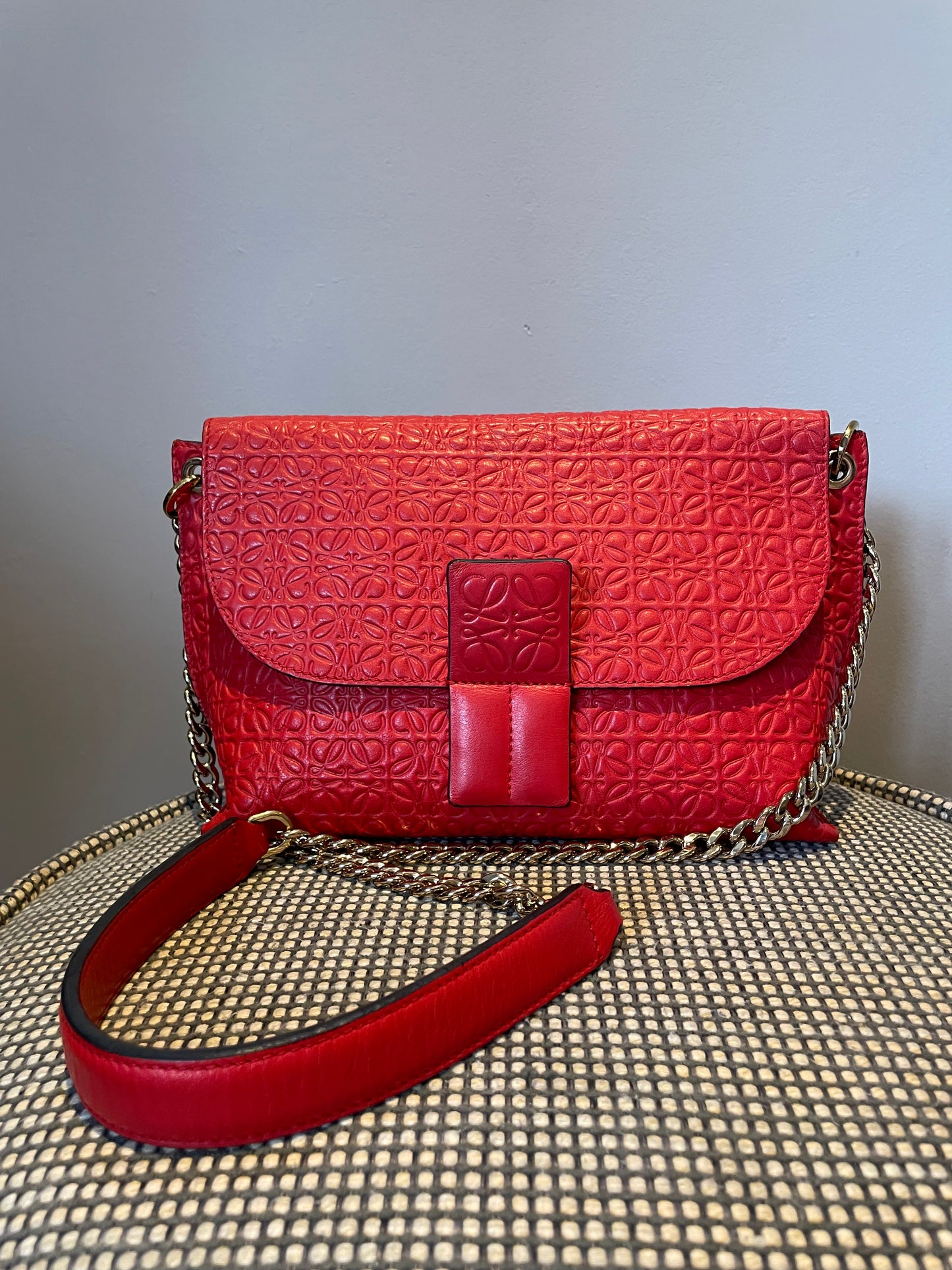 Preloved Loewe Avenue Embossed Shoulder Bag