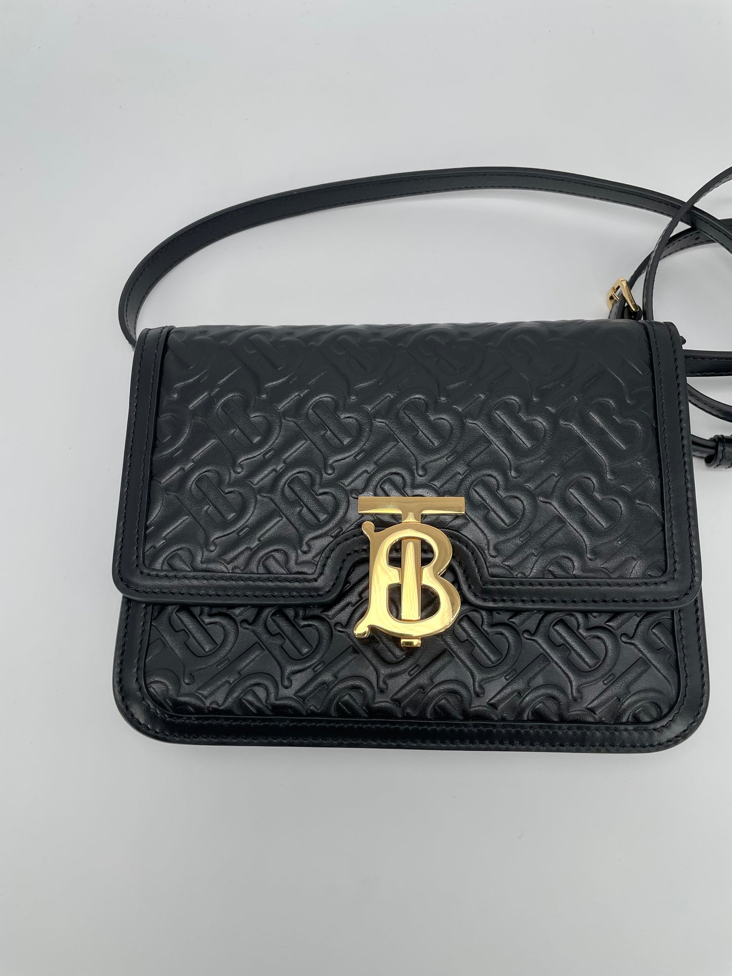 Preloved Burberry Monogram TB Shoulder Bag, Small