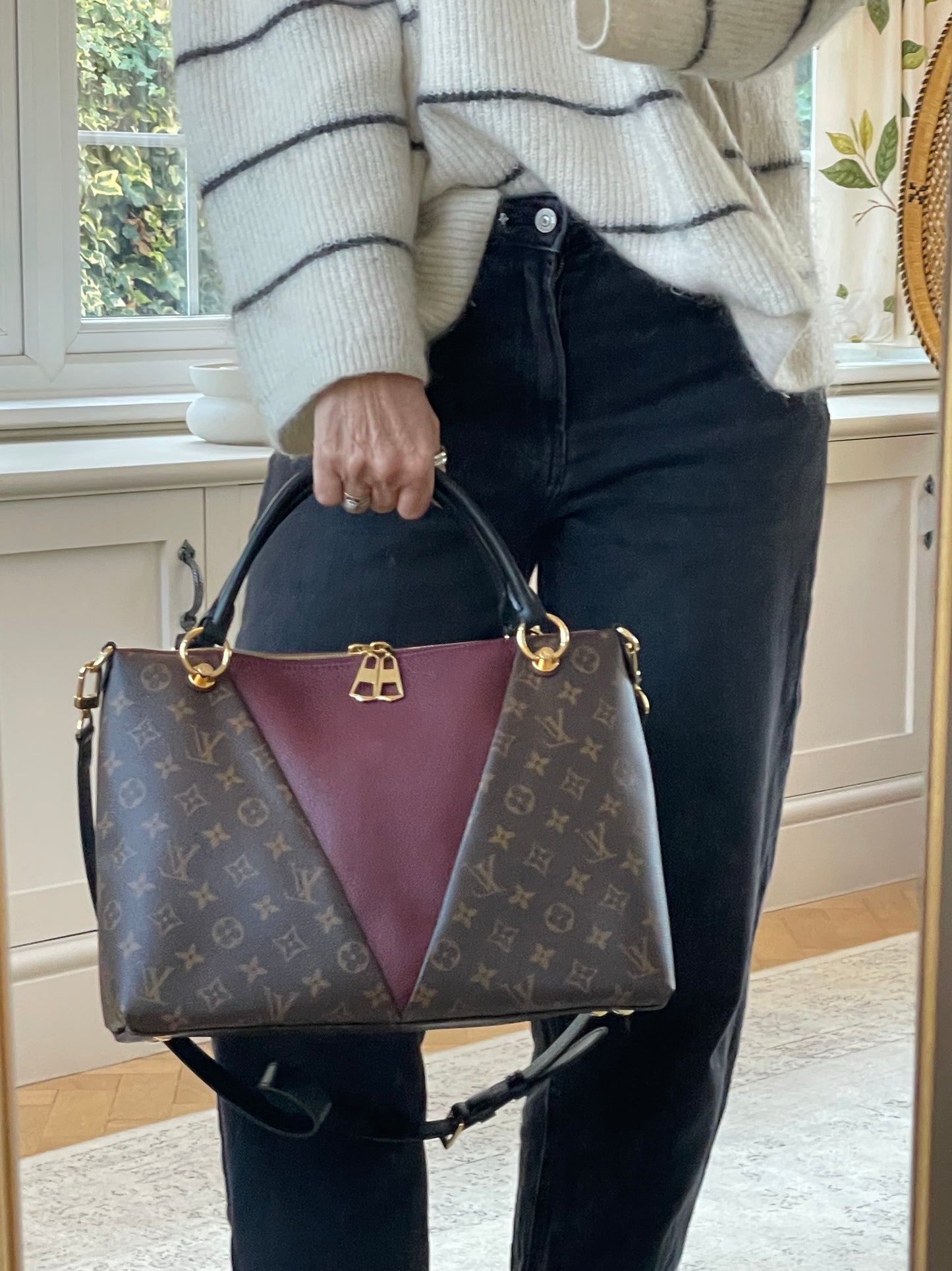 Preloved Louis Vuitton V Tote Bag with Long Strap, MM