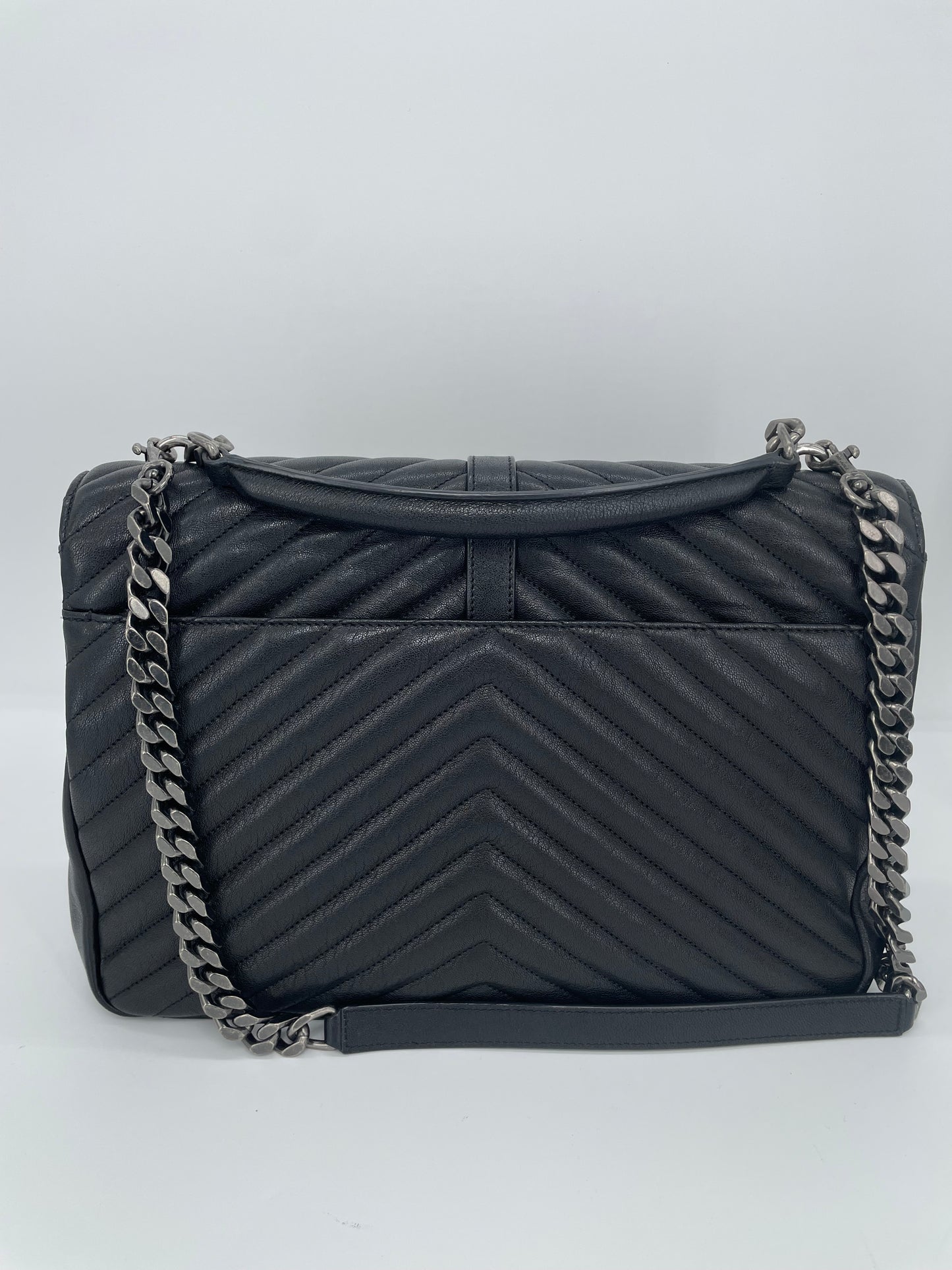 Preloved Saint Laurent Matelasse Chevron Monogram College Bag, Large