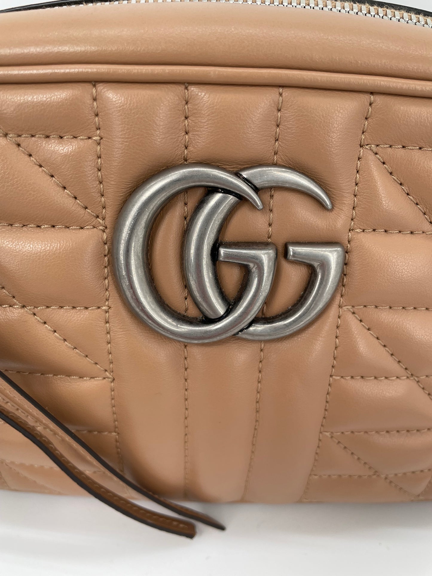 Preloved Gucci Quilted Leather Geometric Marmont Crossbody Bag, Small