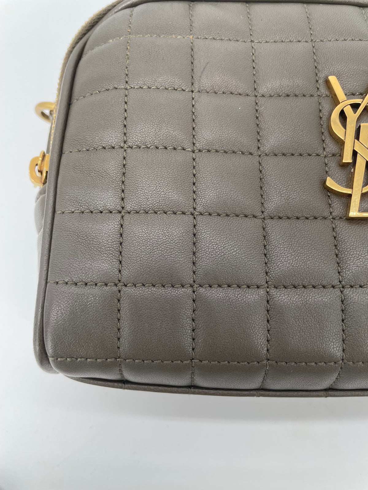 Preloved Saint Laurent Carre Quilted Cassandre Camera Bag, Mini