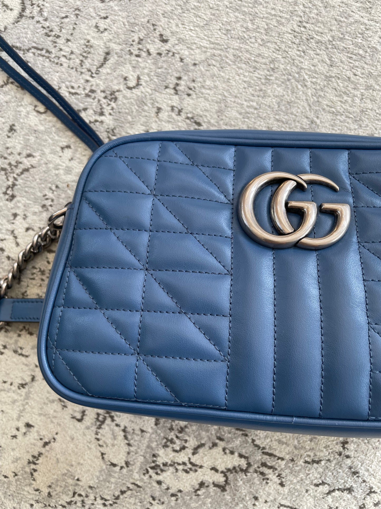 Preloved Gucci Quilted Leather Geometric Marmont Crossbody Bag, Small