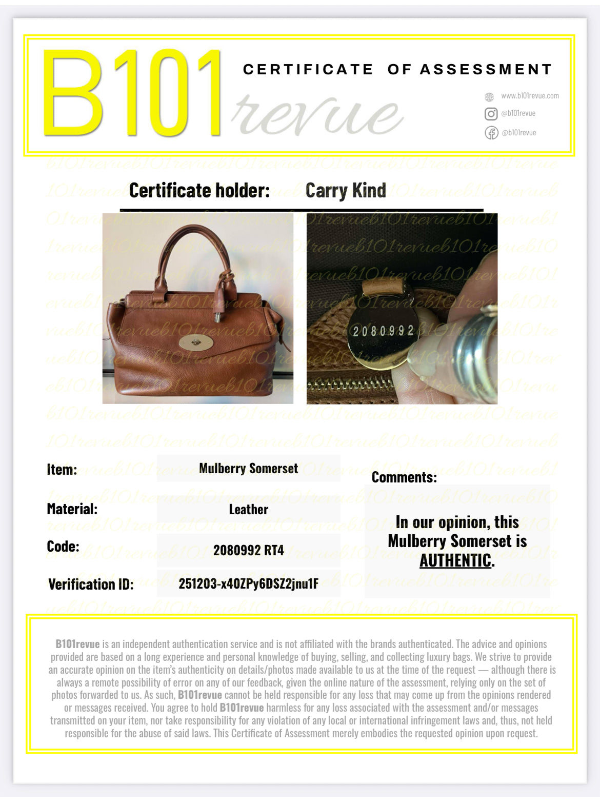 Preloved Mulberry Blenheim Tote Bag