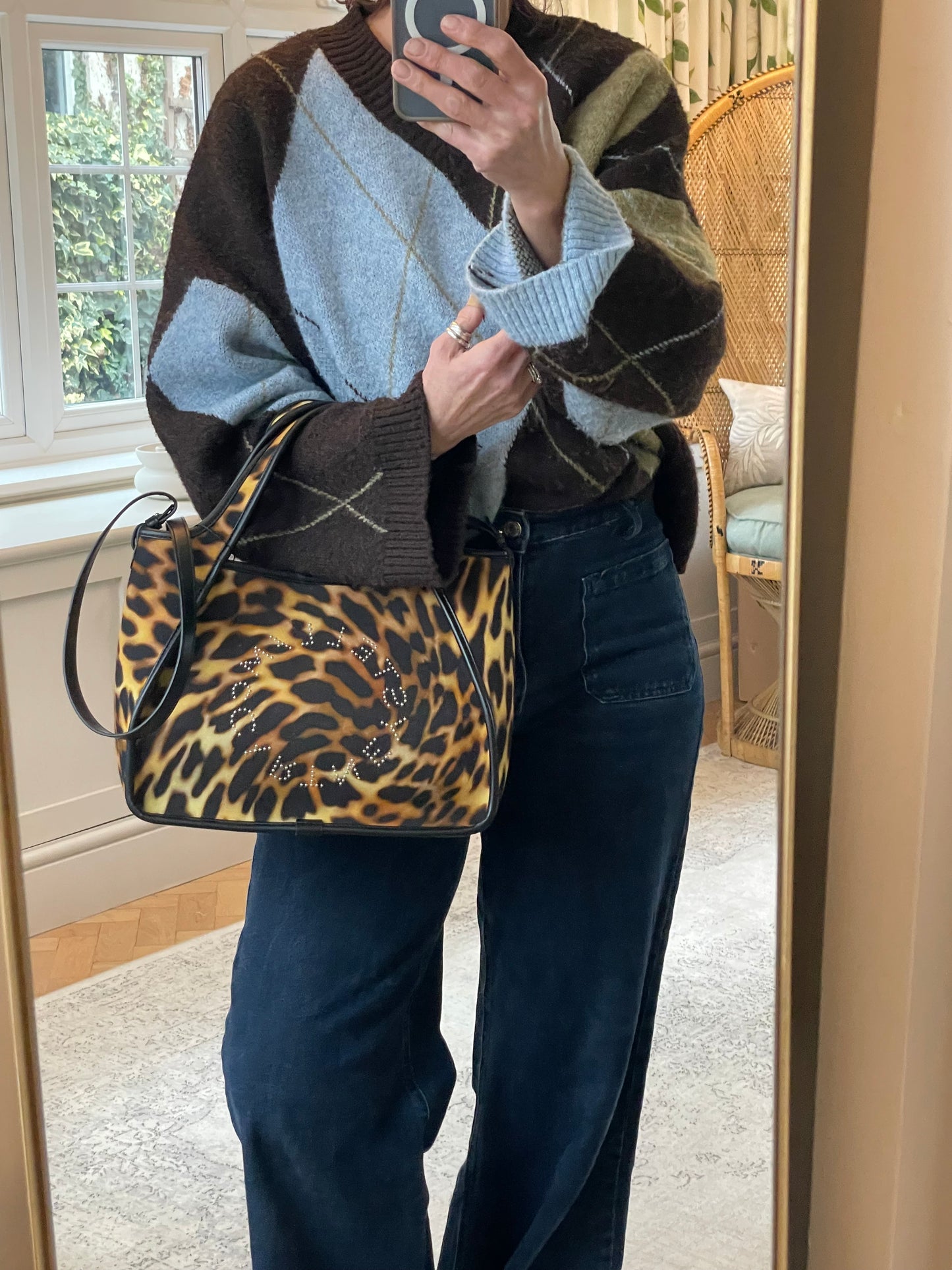 Preloved Stella McCartney Leopard Print Studded Tote Bag