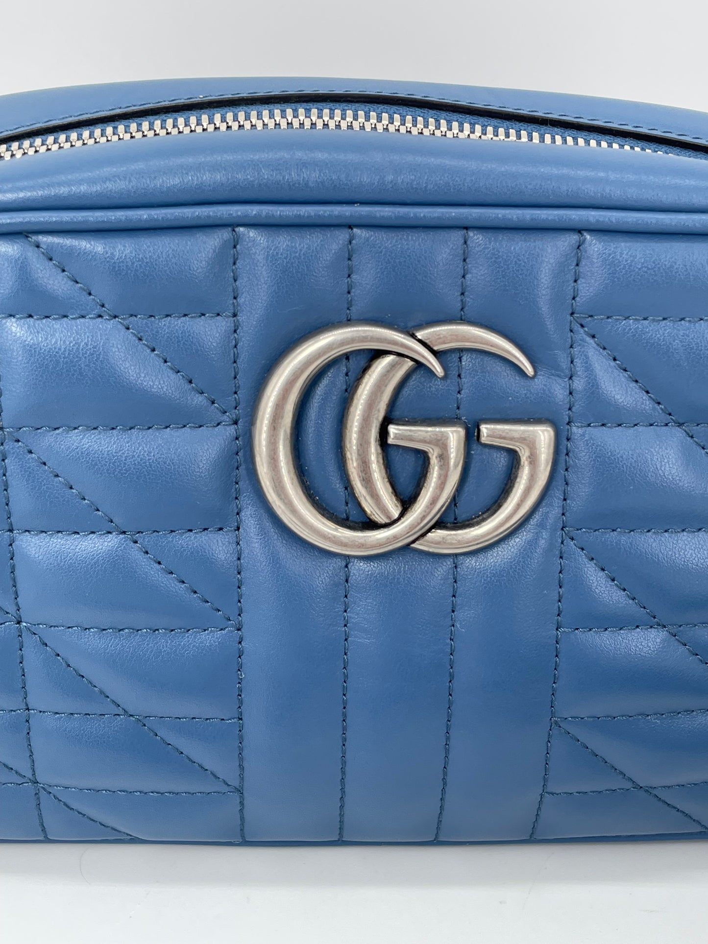 Preloved Gucci Quilted Leather Geometric Marmont Crossbody Bag, Small