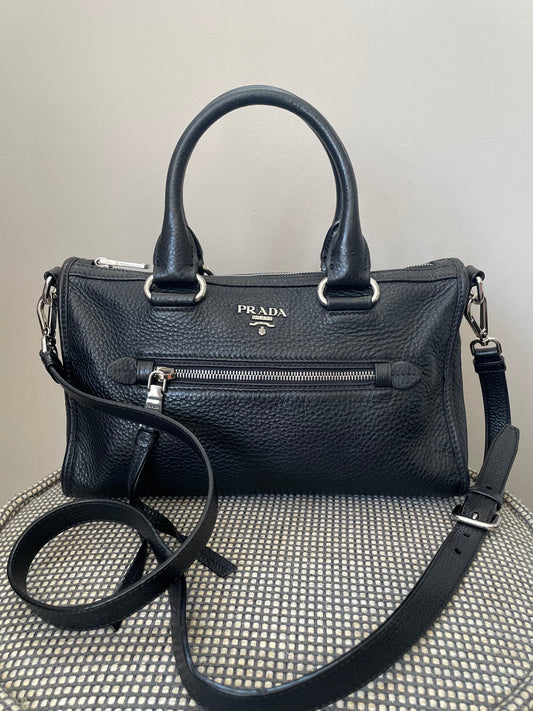 Preloved Prada Vitello Daino Bauletto Bag, Small