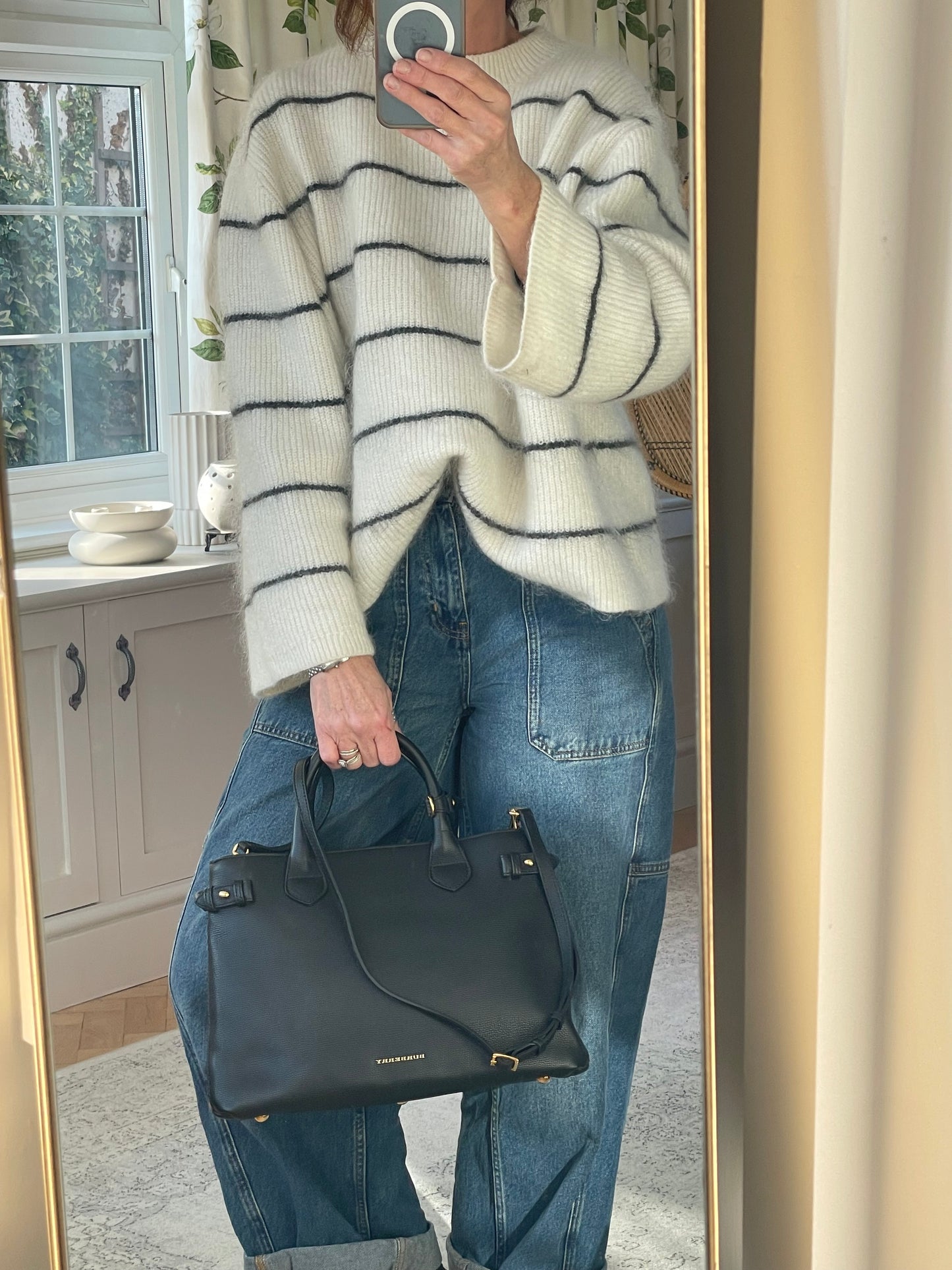 Preloved Burberry Banner Two Way Tote Bag, Medium