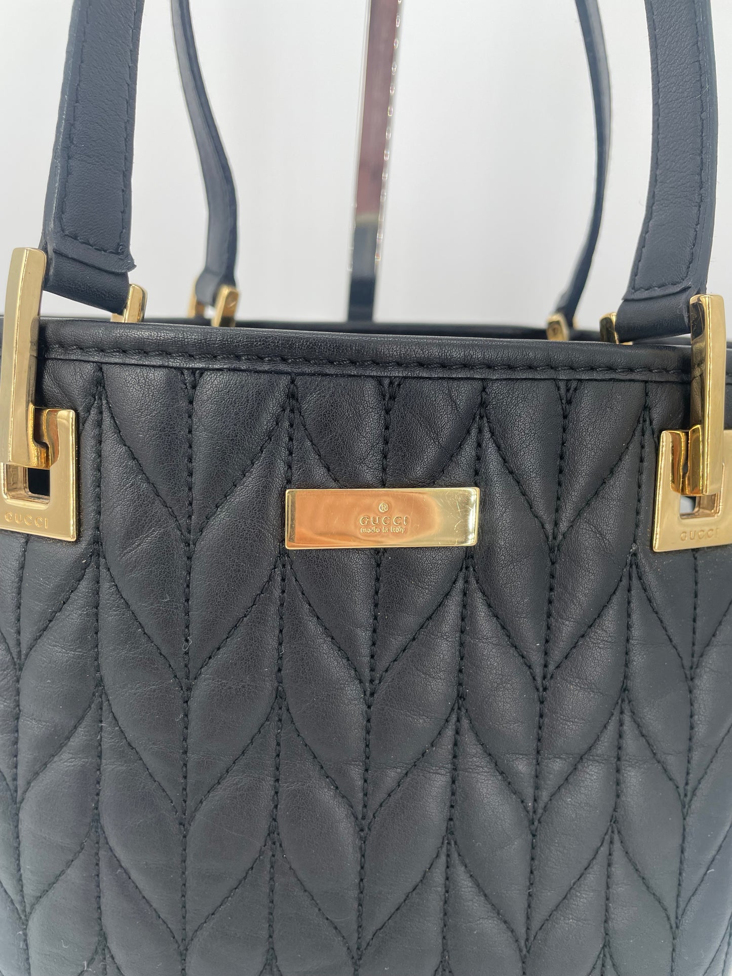 Preloved Gucci Quilted Bucket Top Handle Tote Bag, Small