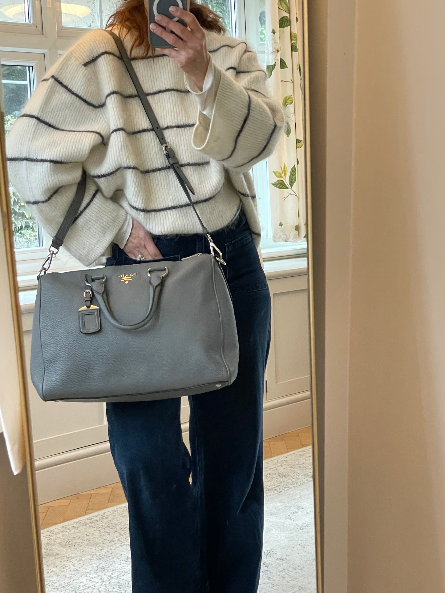 Preloved Prada Vitello Phenix Two Way Tote Bag, Large