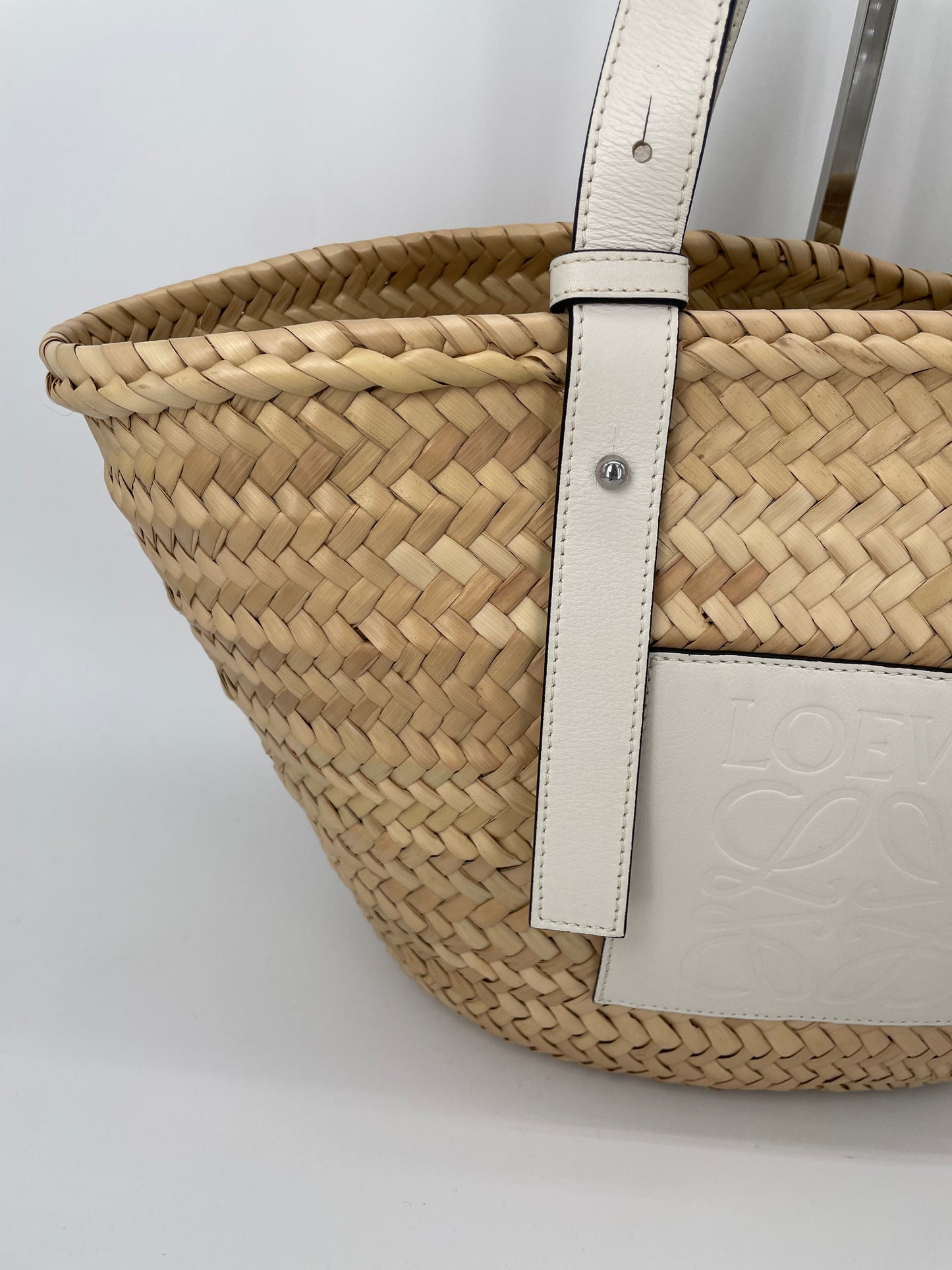 Preloved Loewe Raffia Basket Bag, Medium