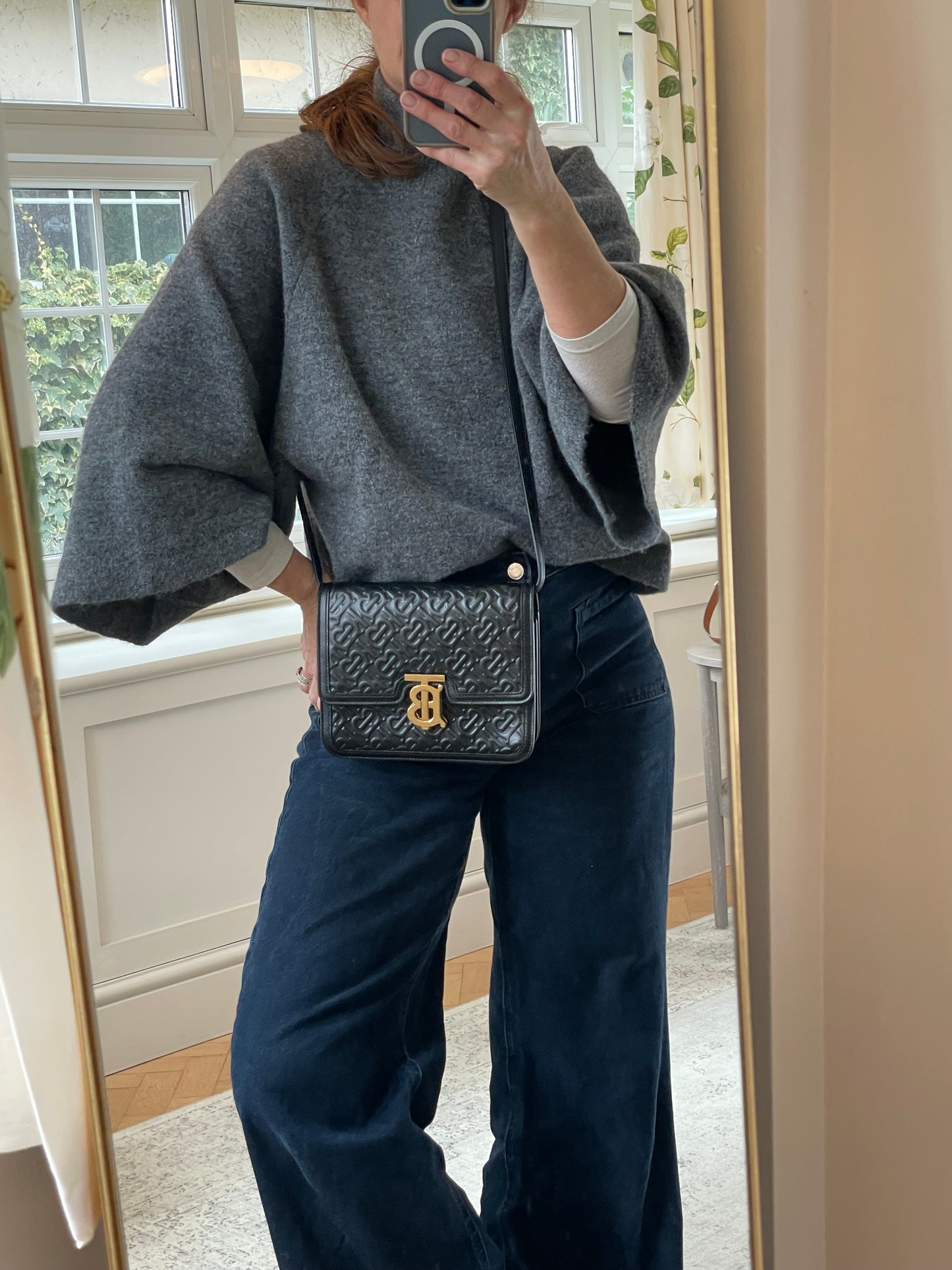 Preloved Burberry Monogram TB Shoulder Bag, Small