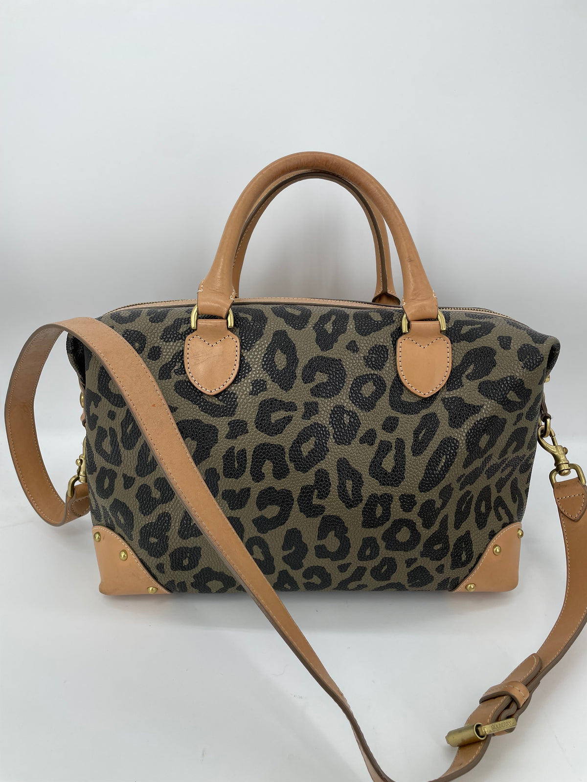 Preloved Mulberry Vintage Birds Nest Clipper Boston Bag, Small
