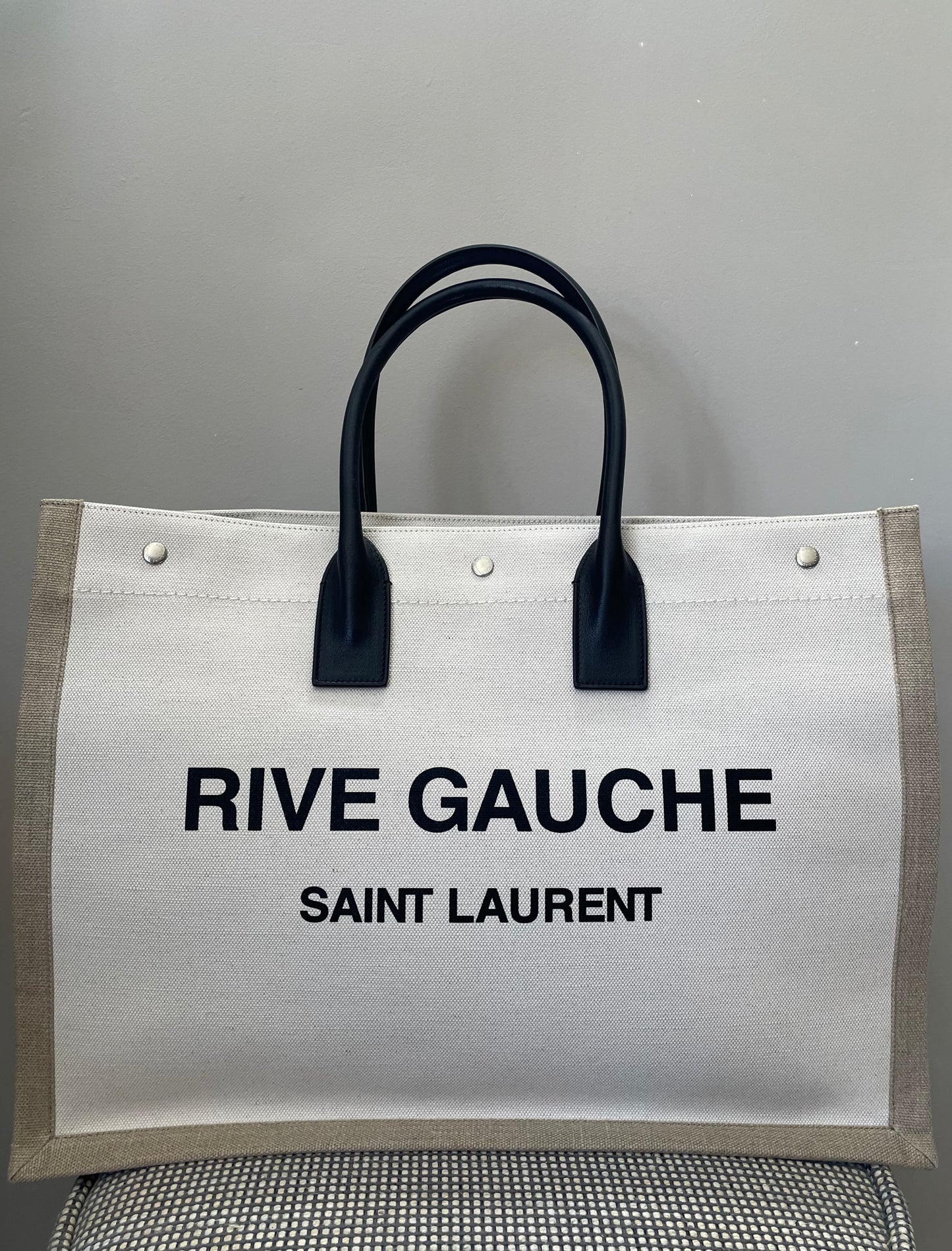 Preloved Yves Saint Laurent Rive Gauche Linen Tote Bag, Large