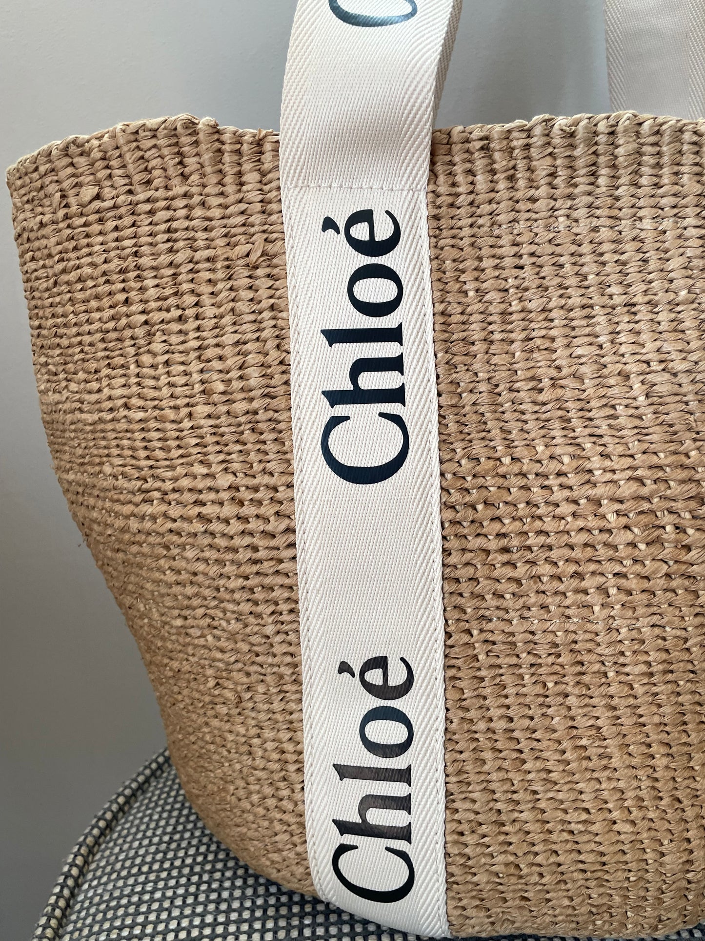 Preloved Chloe Raffia Woody Basket Bag,