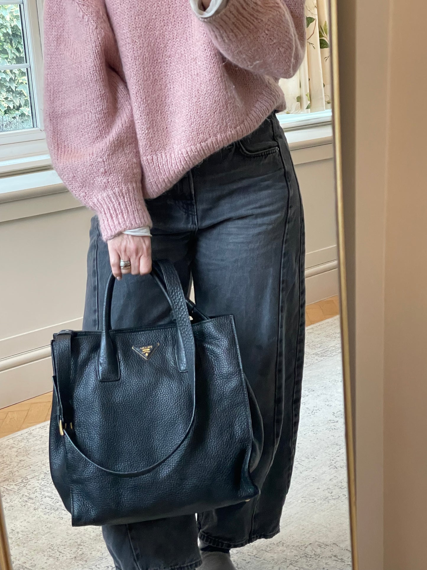Preloved Prada Vitello Daino Tote Bag with Long Strap