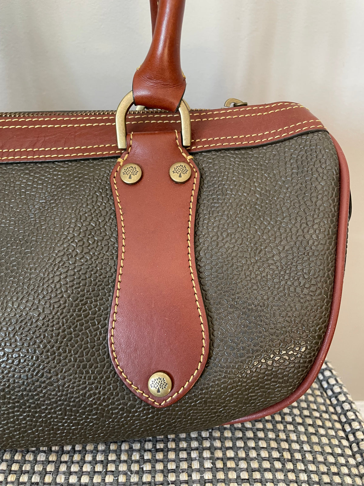 Preloved Mulberry Vintage Scotchgrain Bowling Bag