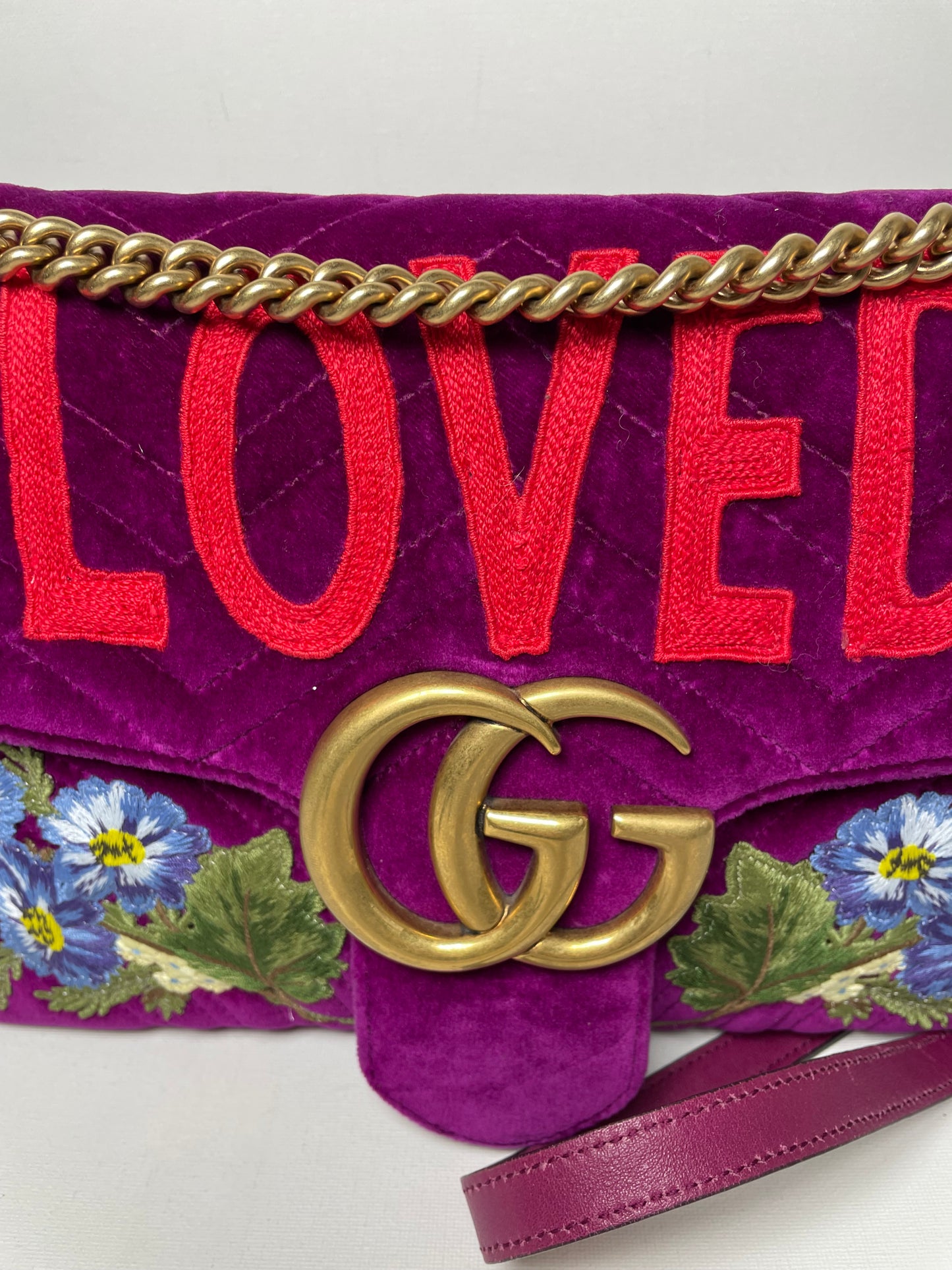 Preloved Gucci  Embroidered ‘LOVED’ Marmont shoulder Bag, Medium