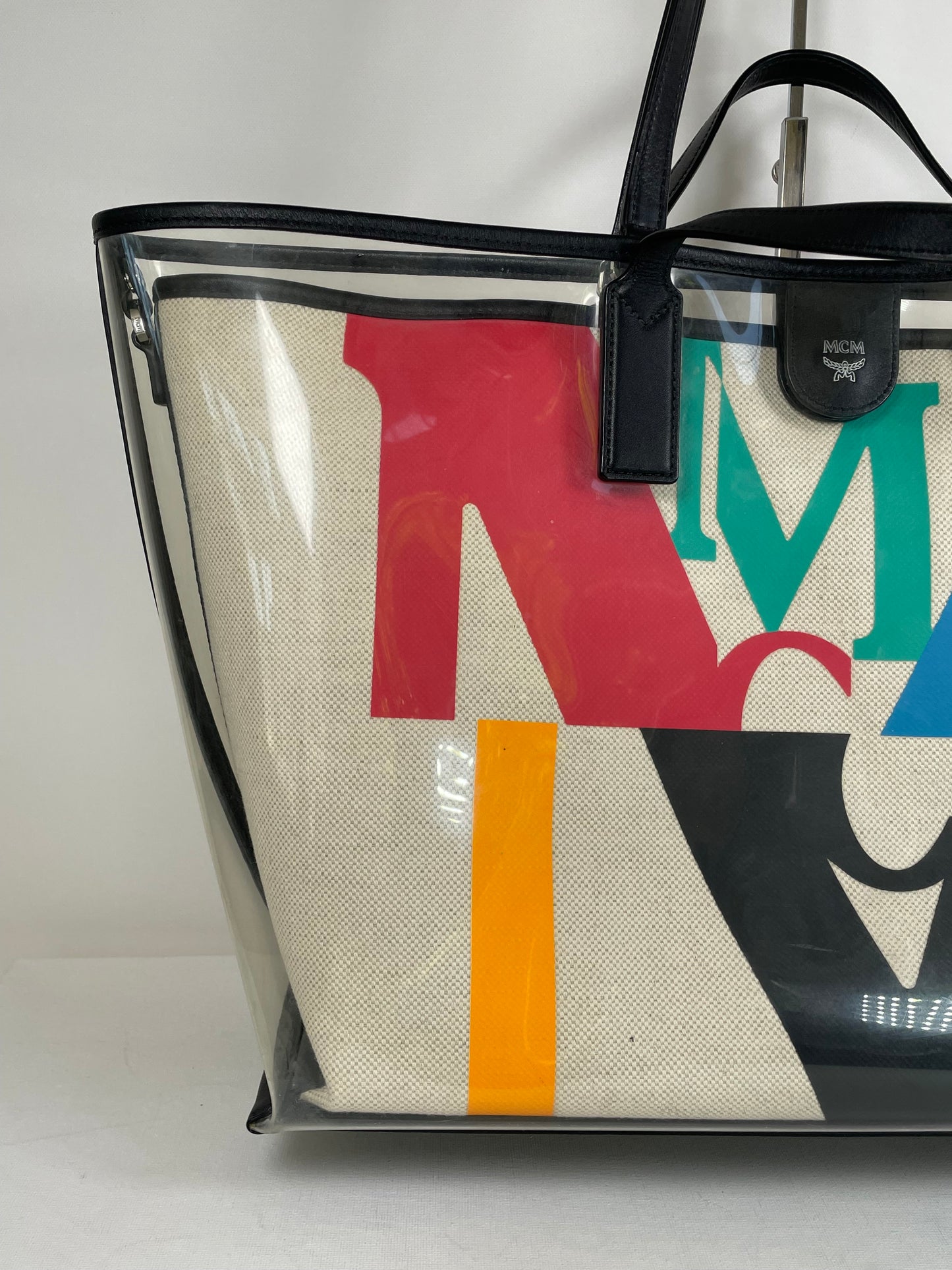 Preloved MCM Glitch Logo Shopping Tote, Large
