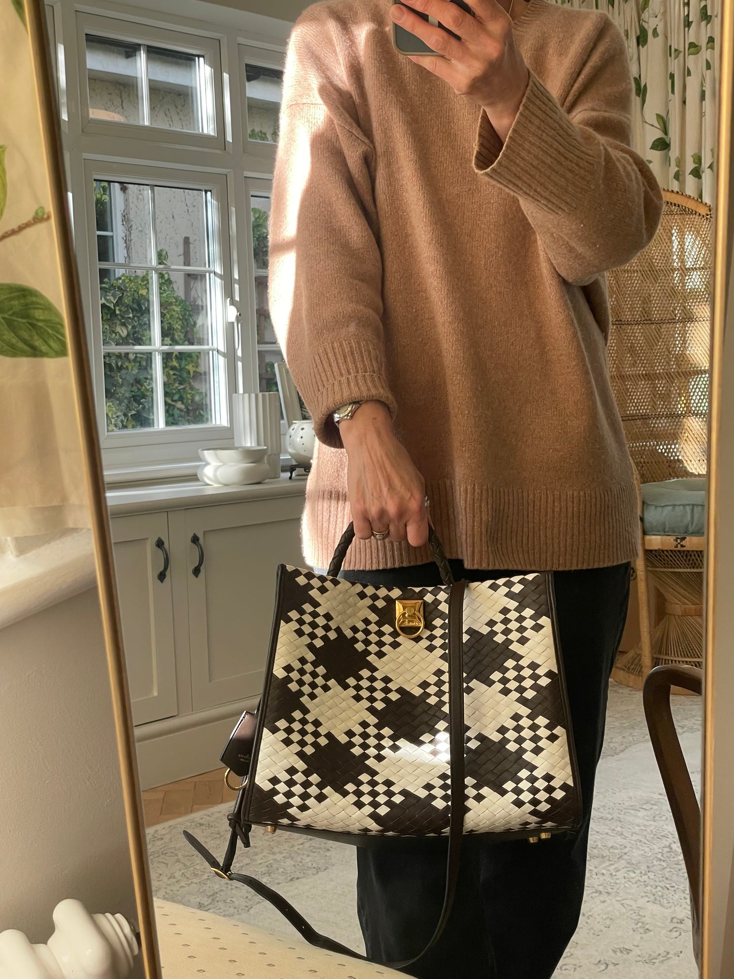 Preloved Mulberry Iris Woven Tote Bag with Long Strap