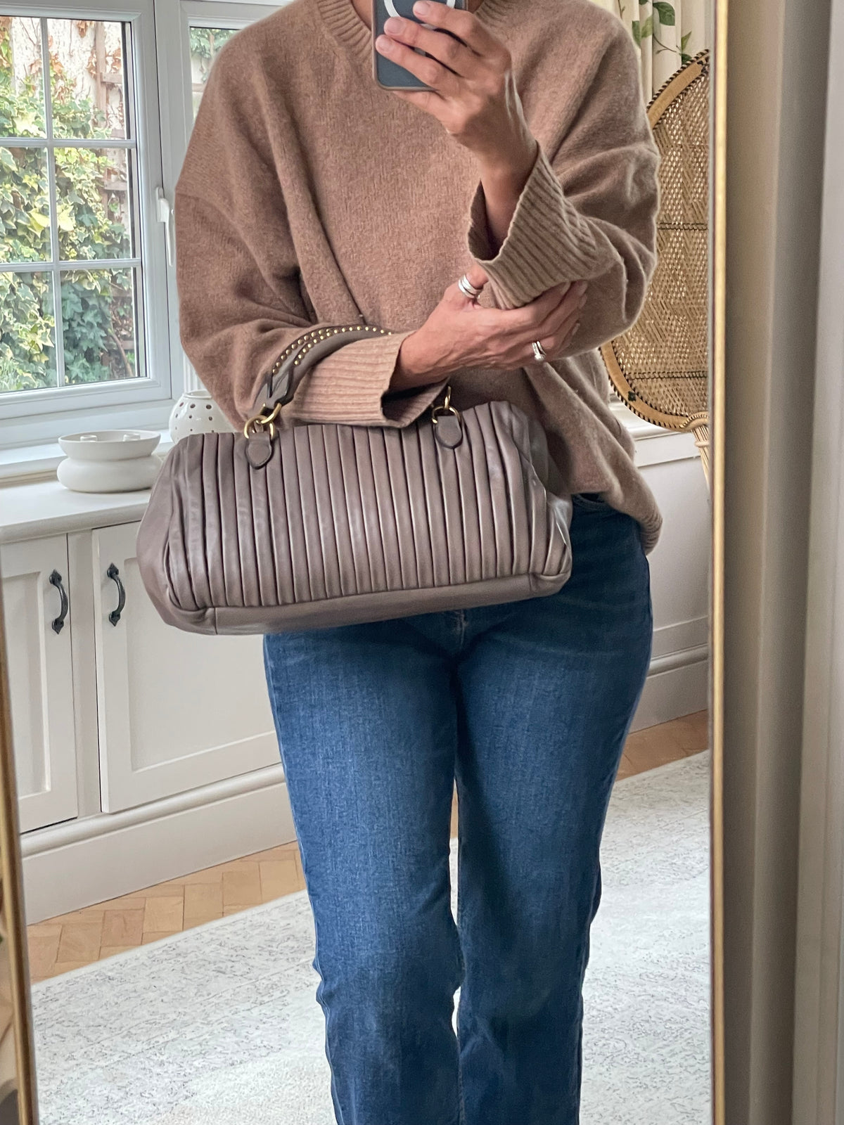 Preloved Miu Miu Plisse Pleated Leather Top handle bag