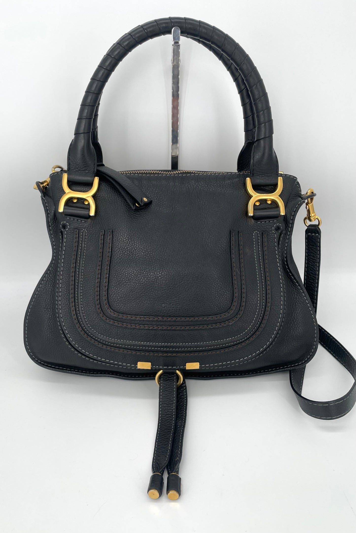 Preloved Chloe Marcie Satchel with long strap, Medium